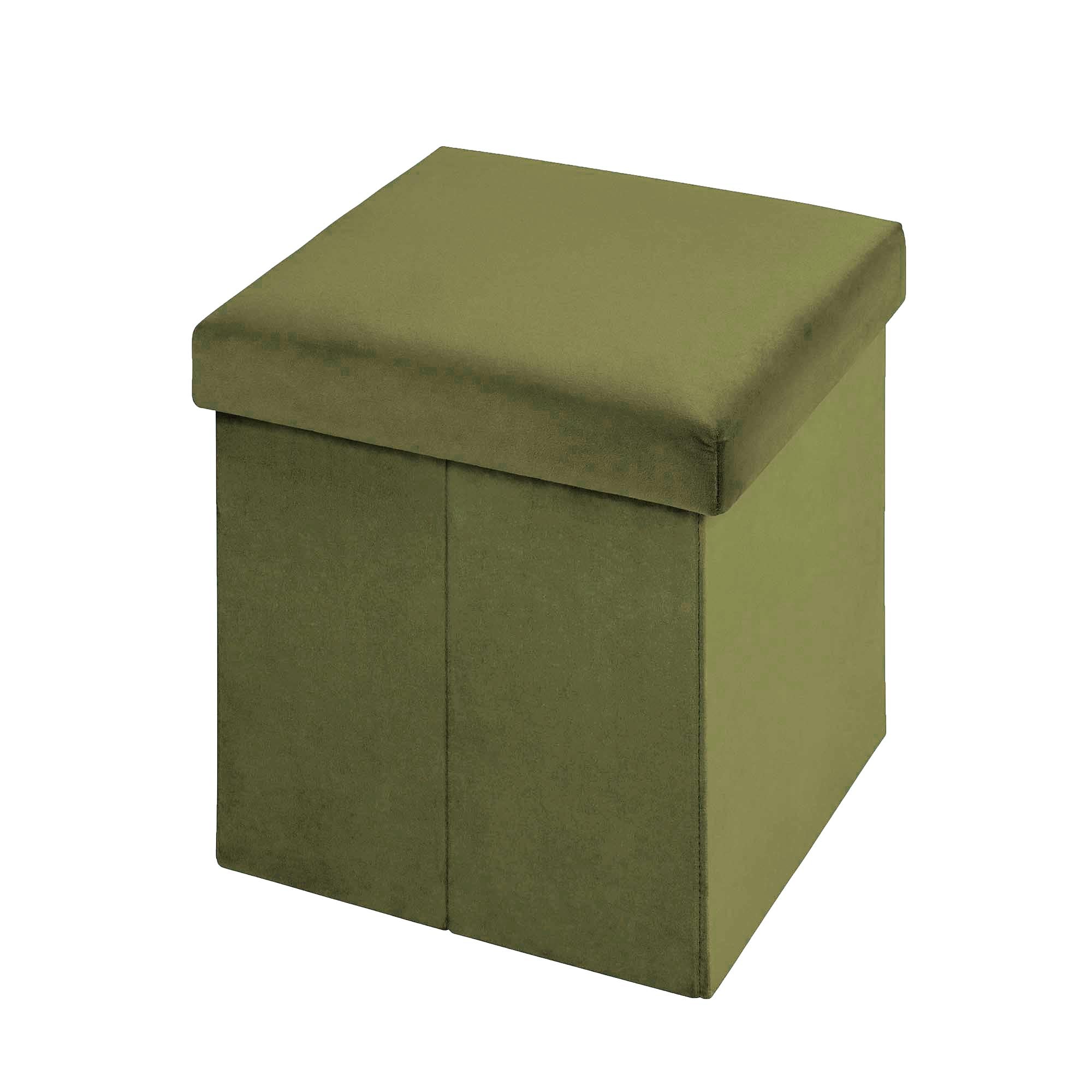 Pouf de rangement ENZO vert olive