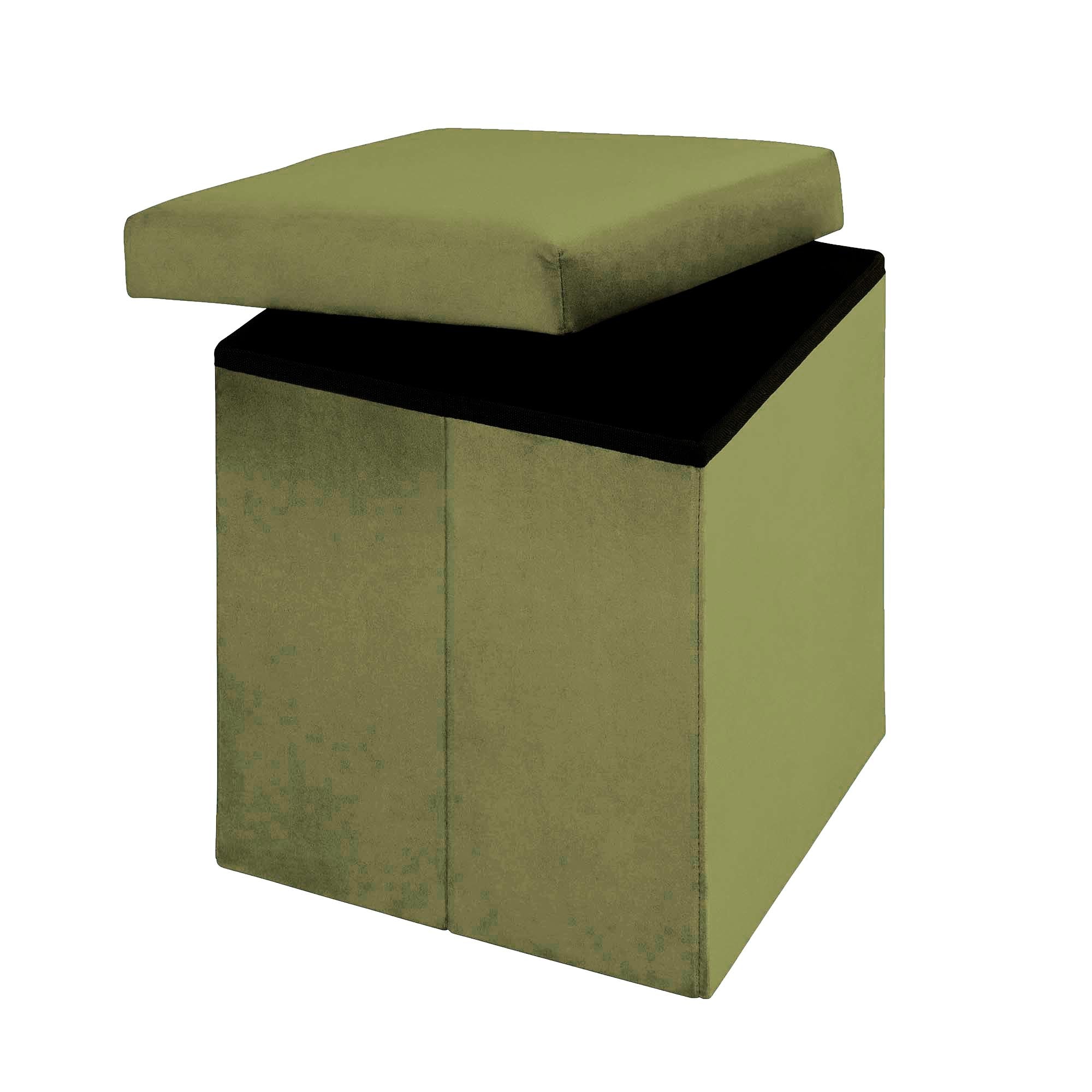 Pouf de rangement ENZO vert olive
