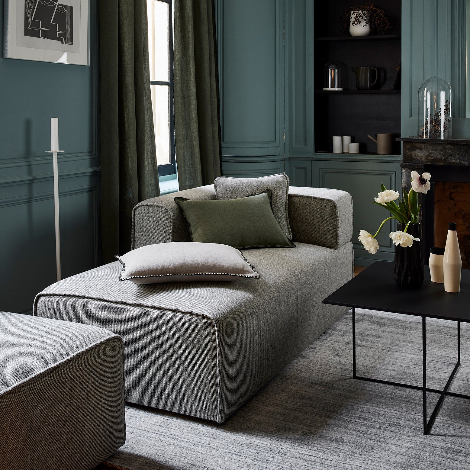 Pouf modulable ANDERS gris chiné