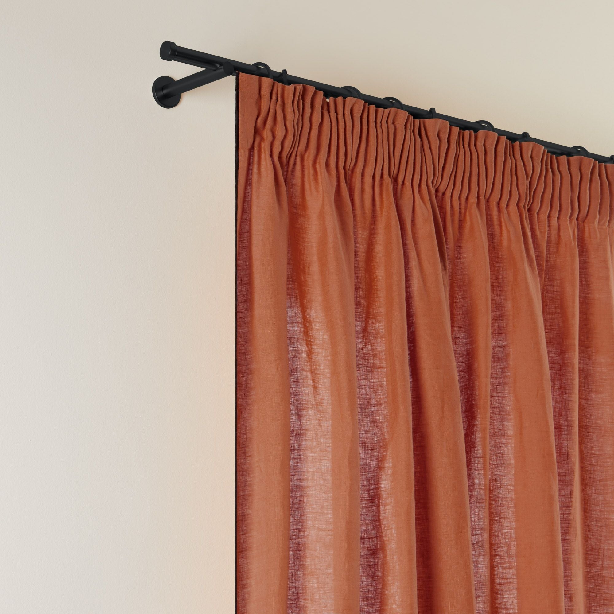 Rideau à galon fronceur CARLINA terracotta et bourdon noir