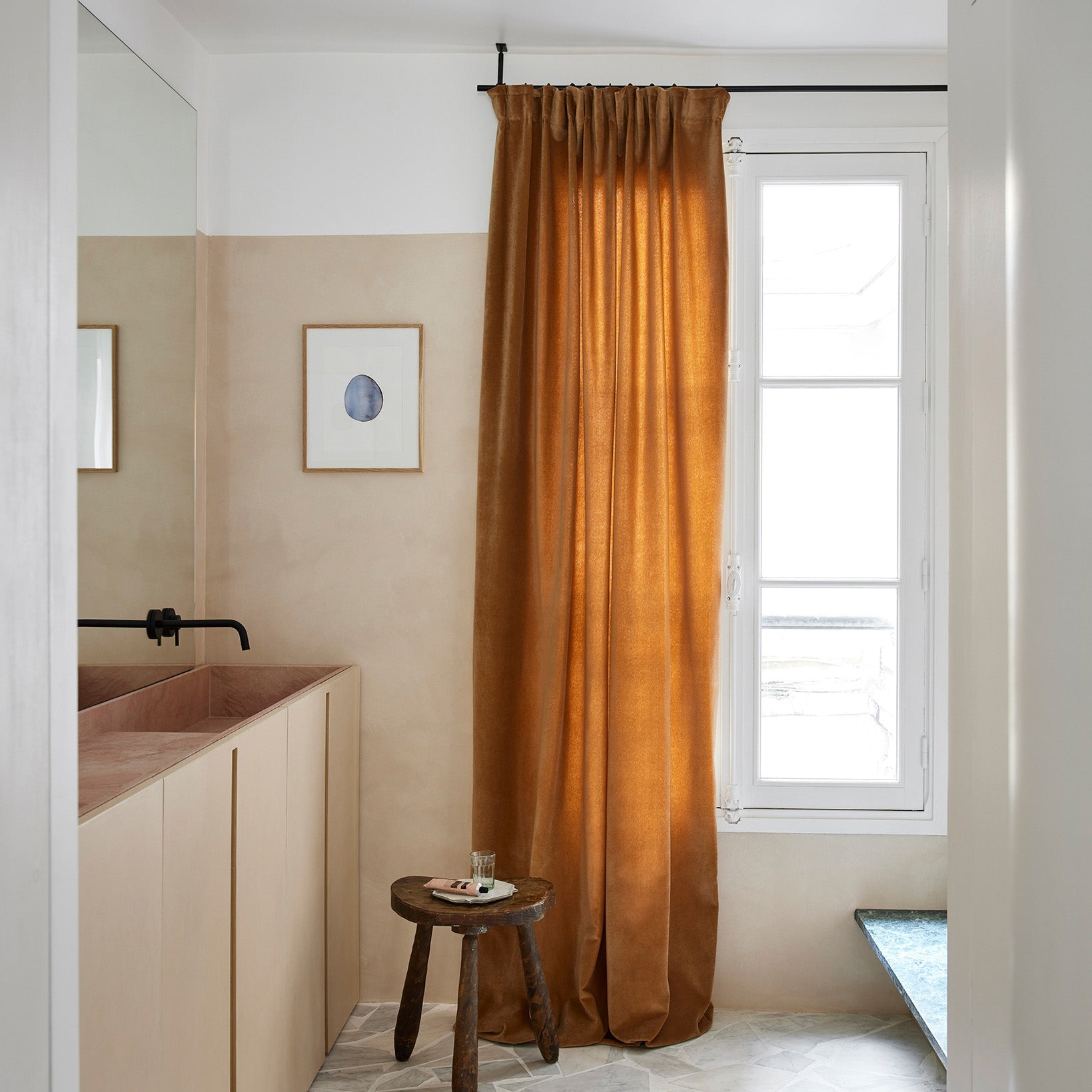 Rideau à galon fronceur DARIO camel