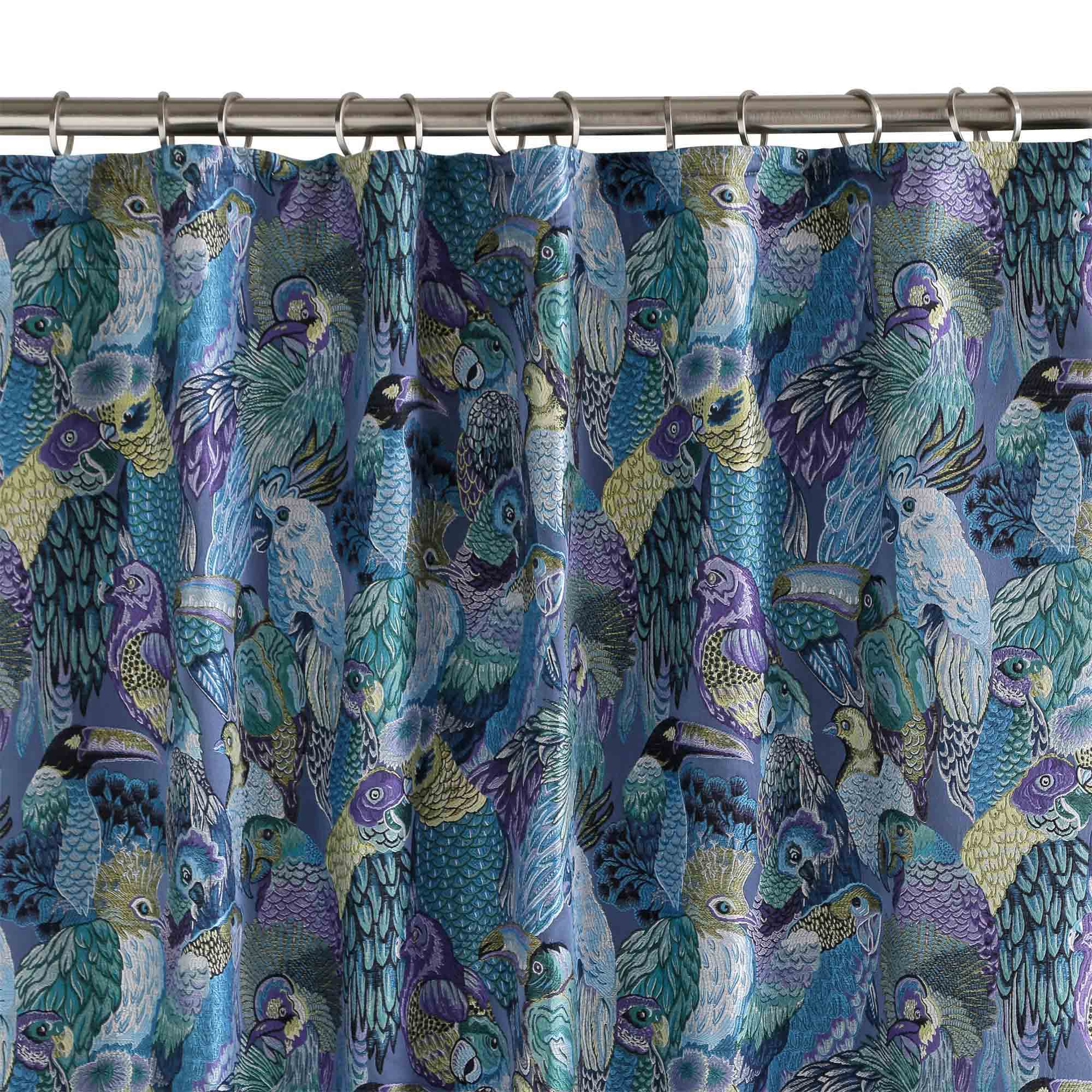 Rideau à galon fronceur JUNGLE BIRDS cobalt