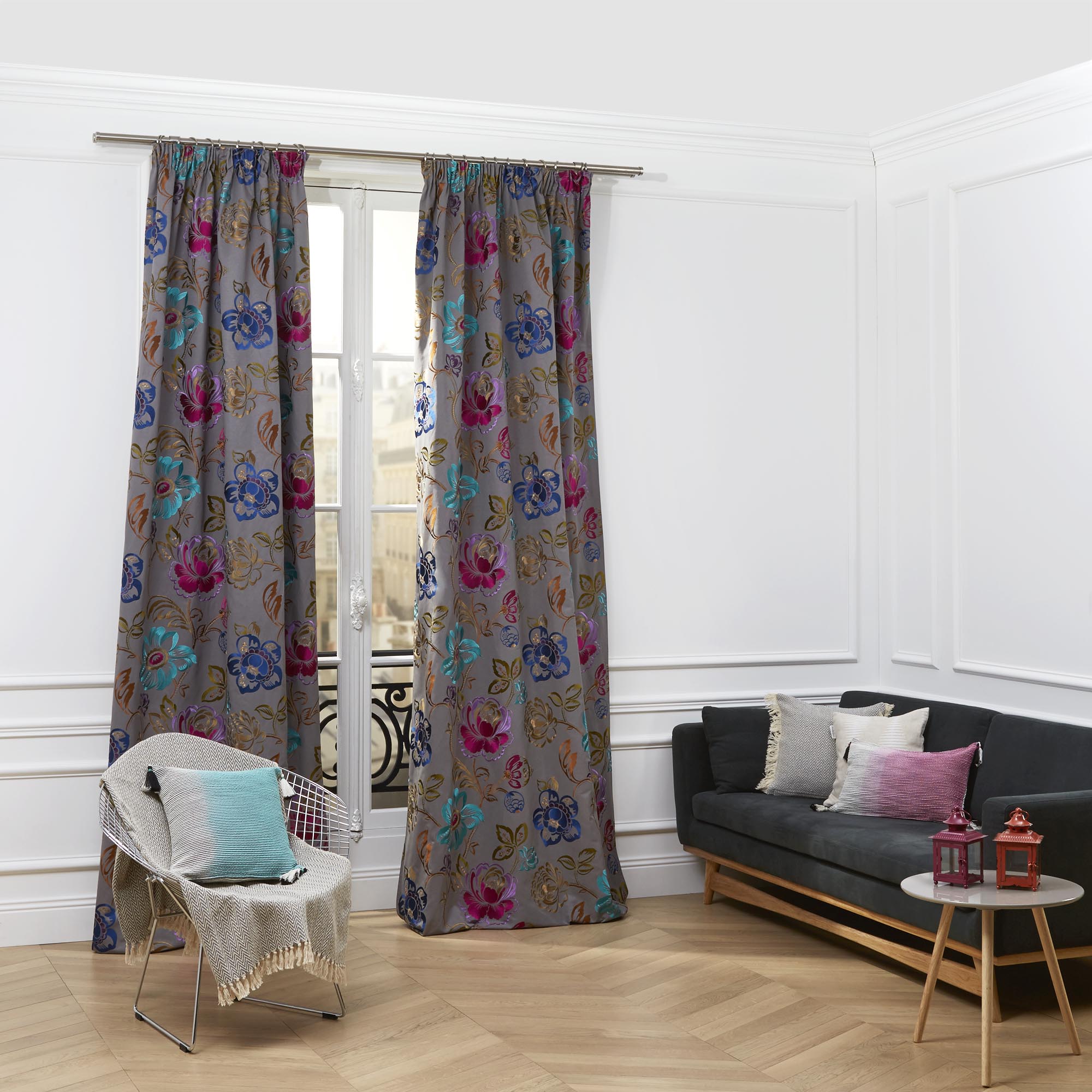 Rideau à galon fronceur MAGELLAN plomb