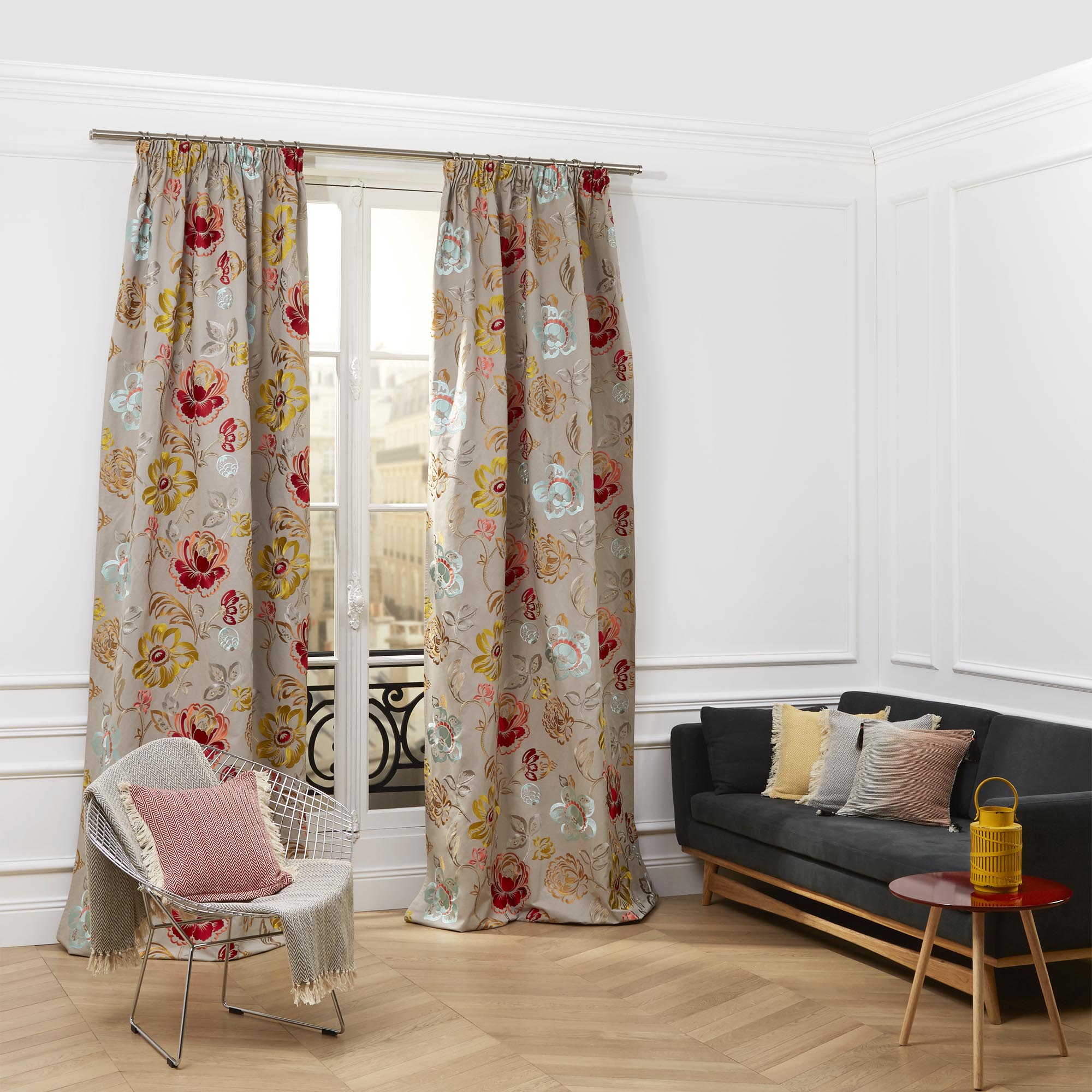 Rideau à galon fronceur MAGELLAN cendré