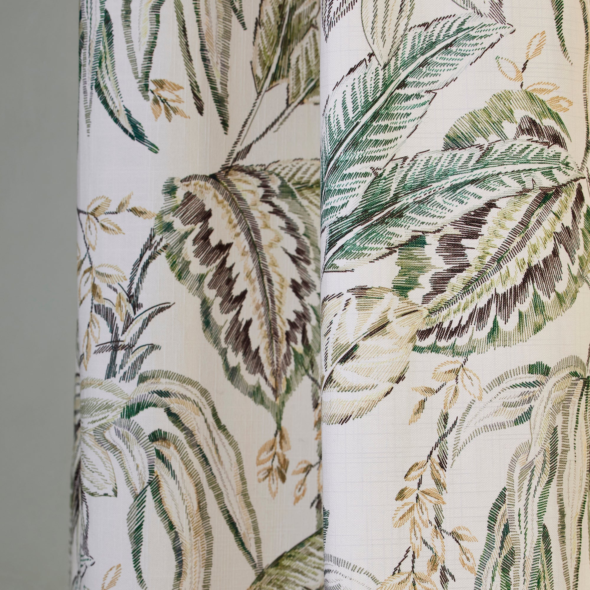 Rideau à oeillets dorés KELADY ivoire et verts