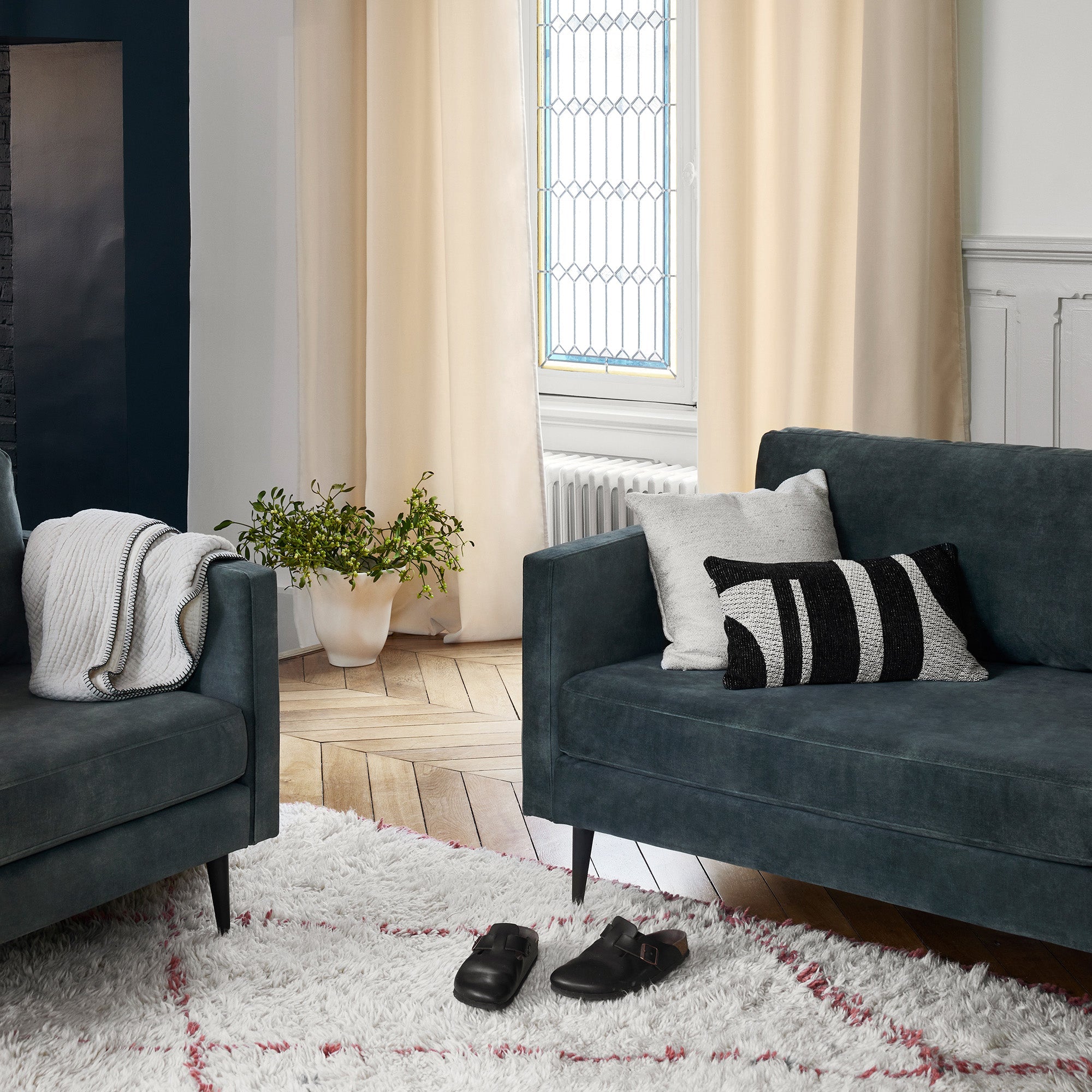 Rideau à oeillets dorés MATIA craie blanche