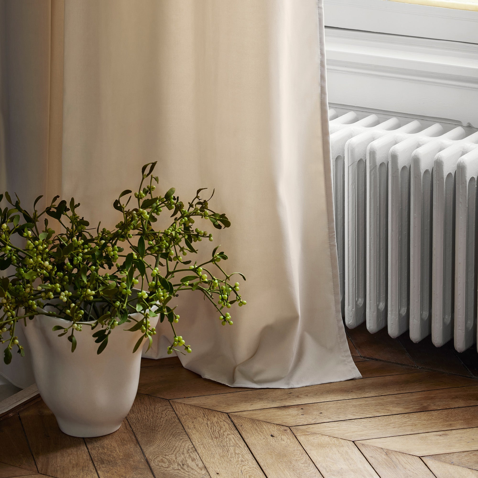 Rideau à oeillets dorés MATIA craie blanche