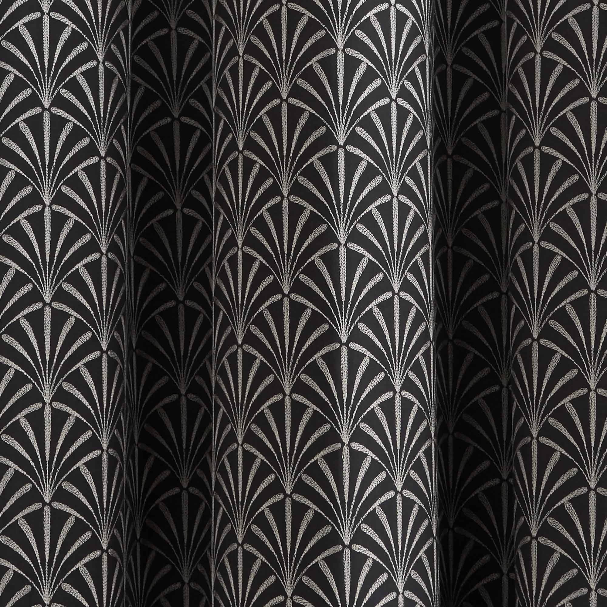 Rideau à oeillets noirs doublé ARDECO noir et nickel