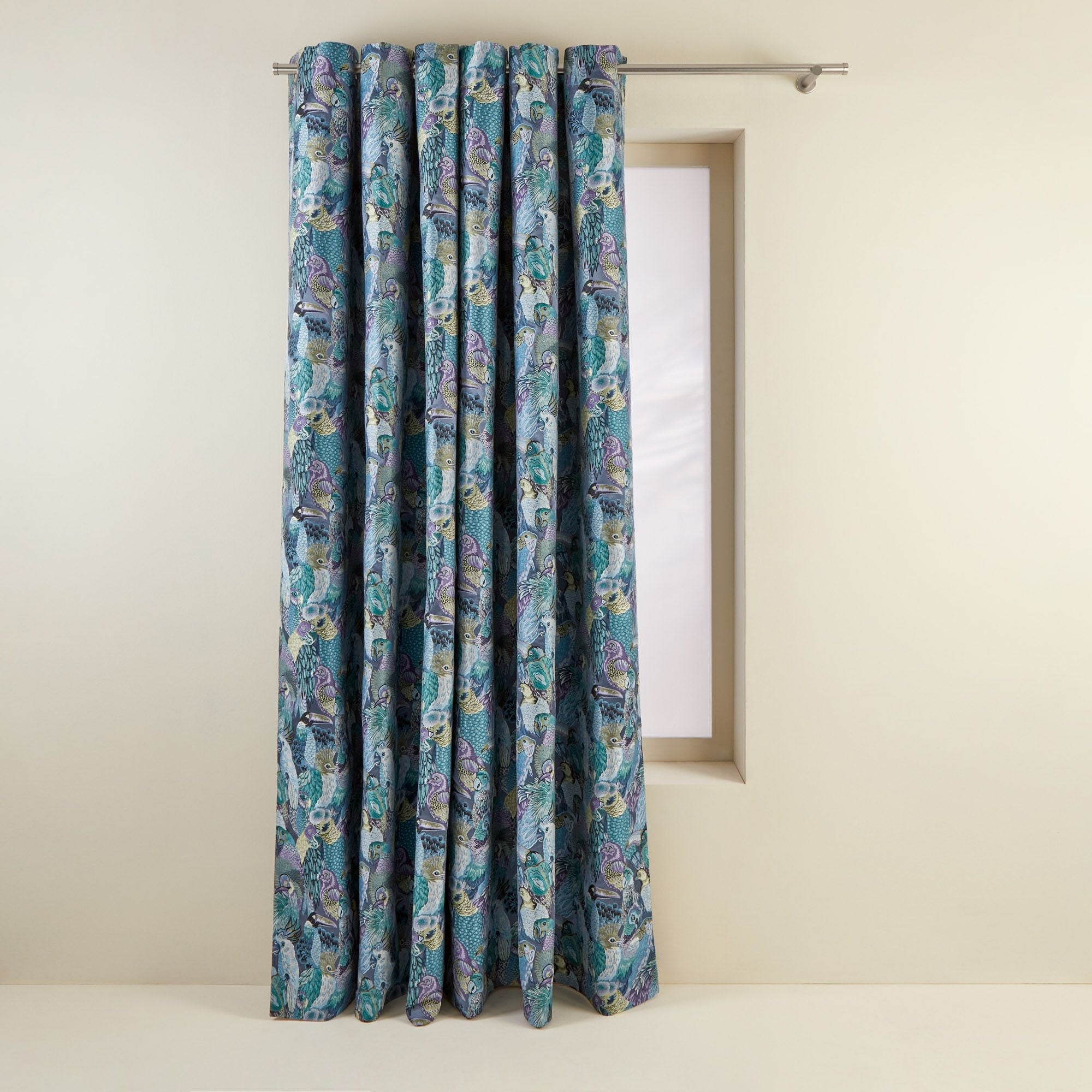 Rideau à oeillets JUNGLE BIRDS cobalt