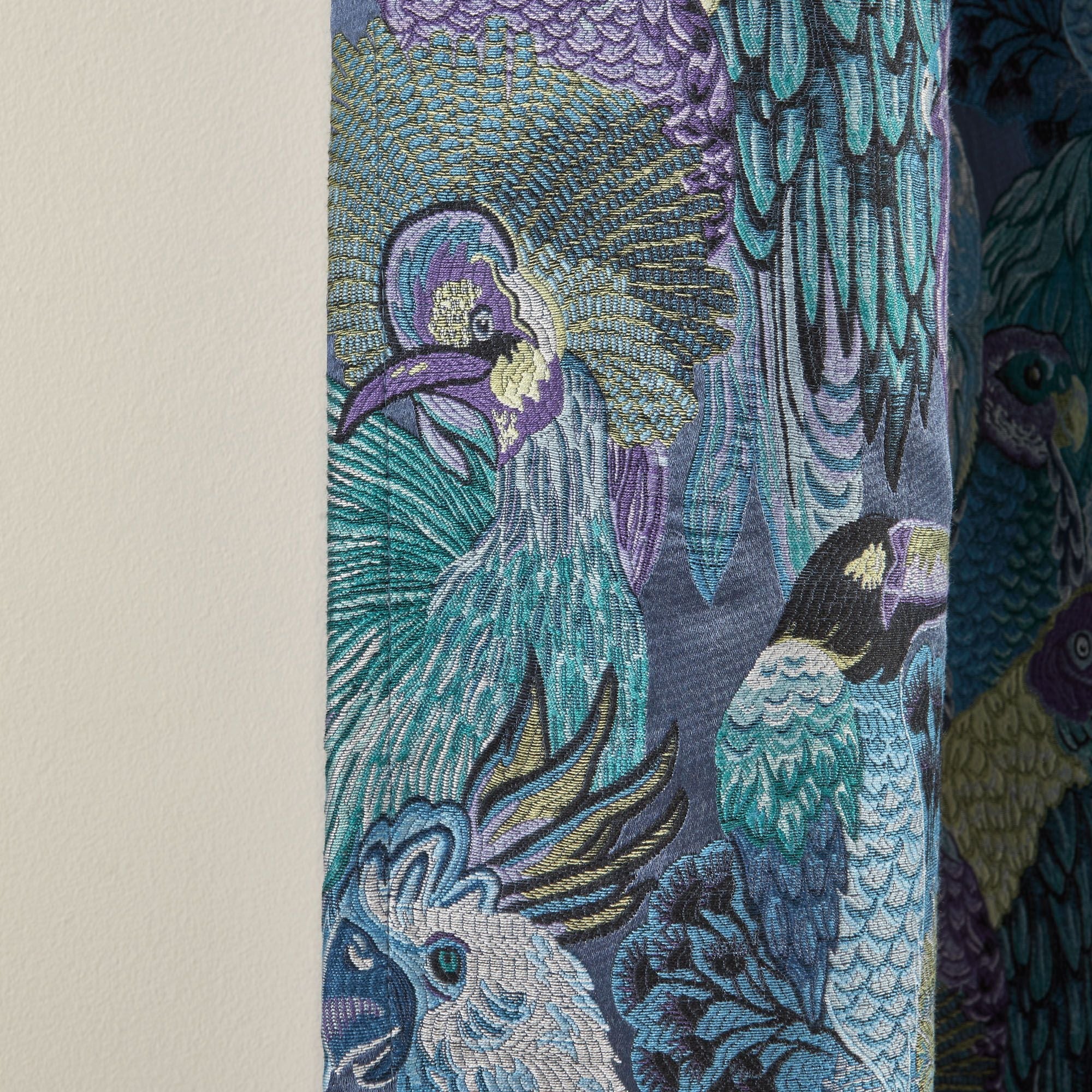 Rideau à oeillets JUNGLE BIRDS cobalt