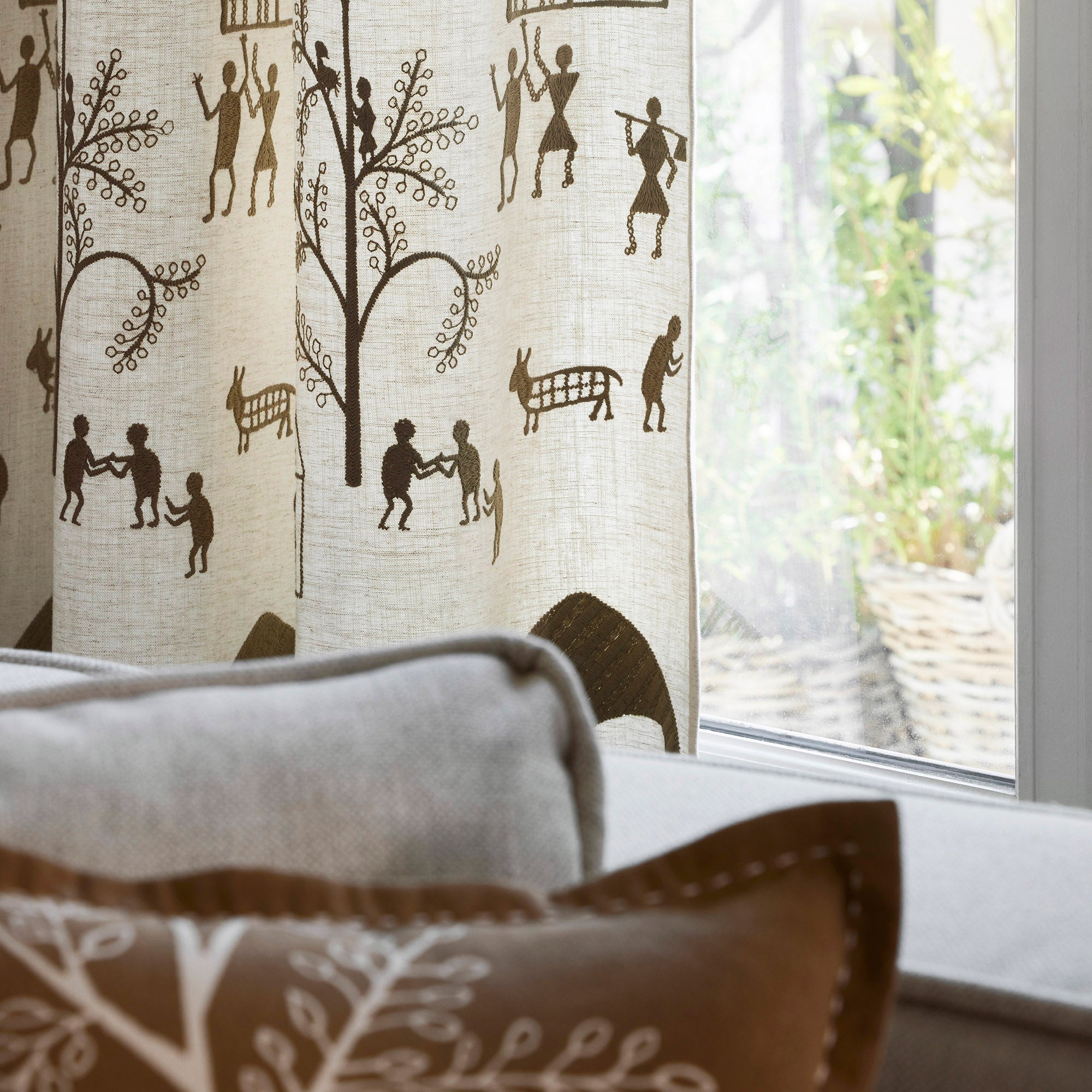 Rideau à oeillets KANOUR naturel et beige