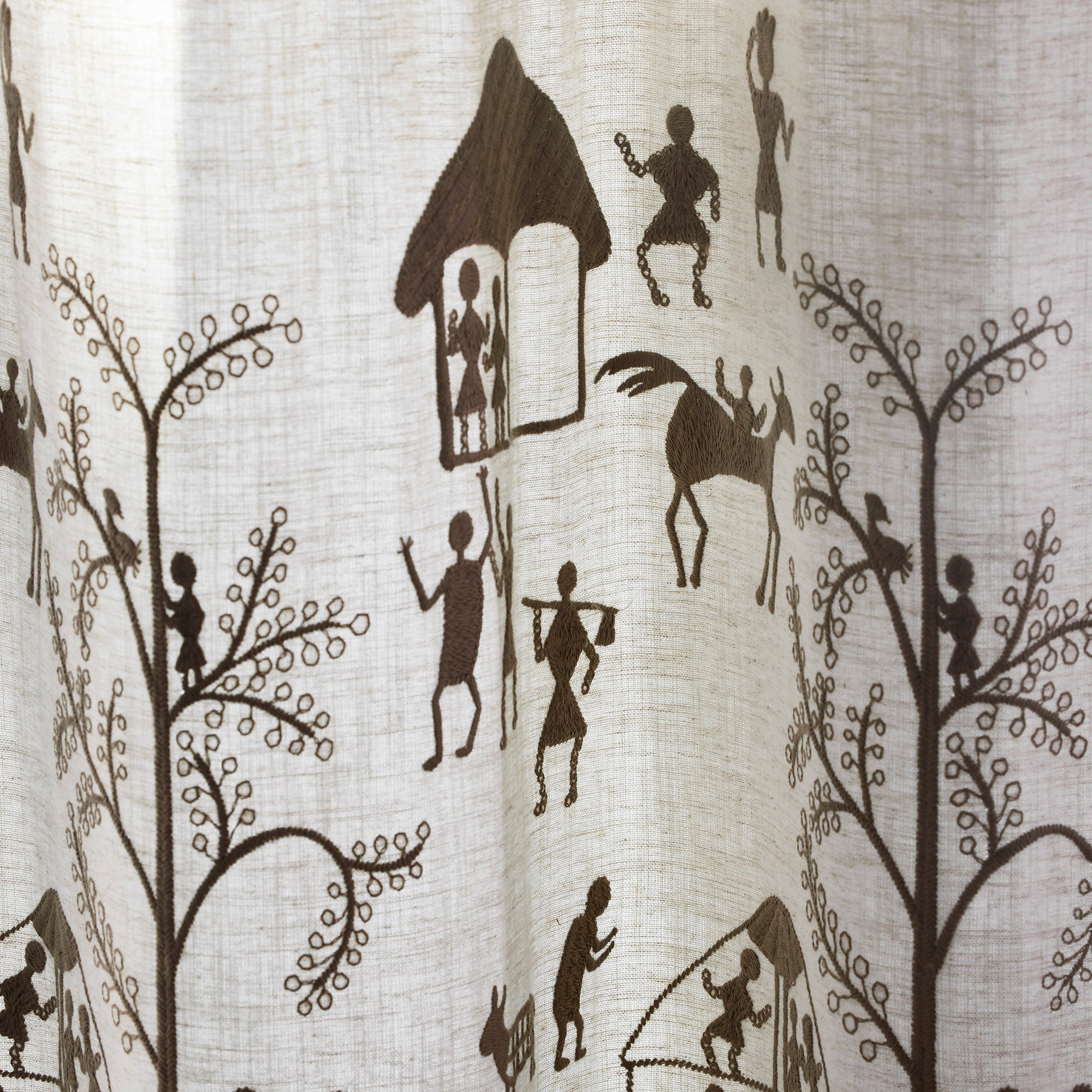 Rideau à oeillets KANOUR naturel et beige