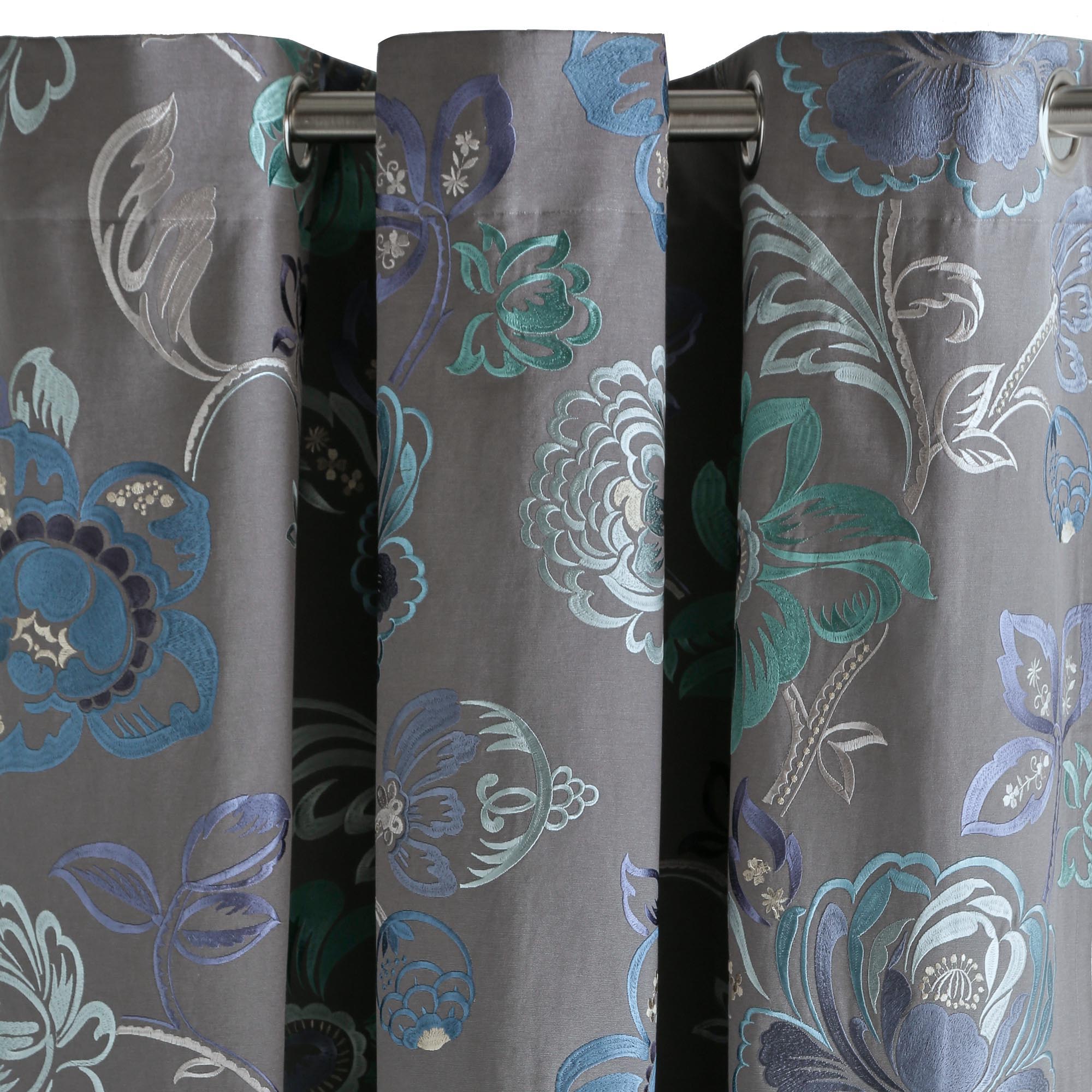 Rideau à oeillets MAGELLAN bleu multicolore