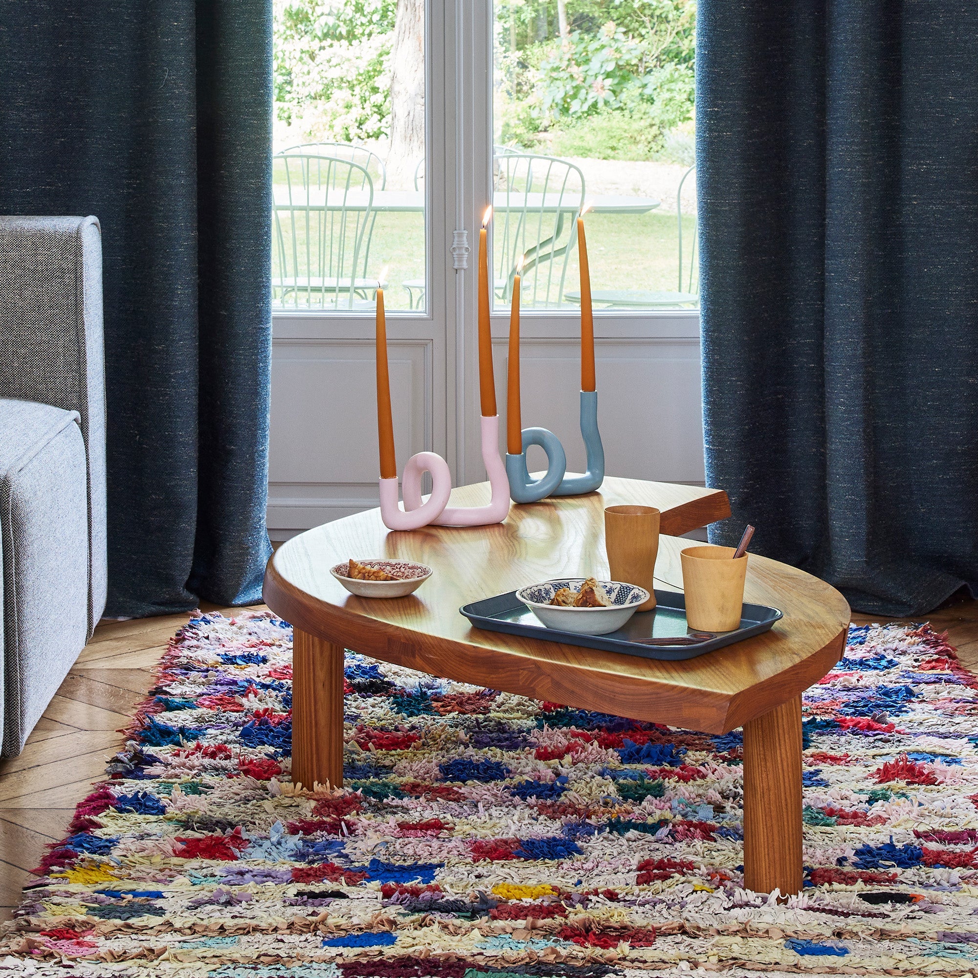 Rideau à oeillets ORSSO pétrole chiné