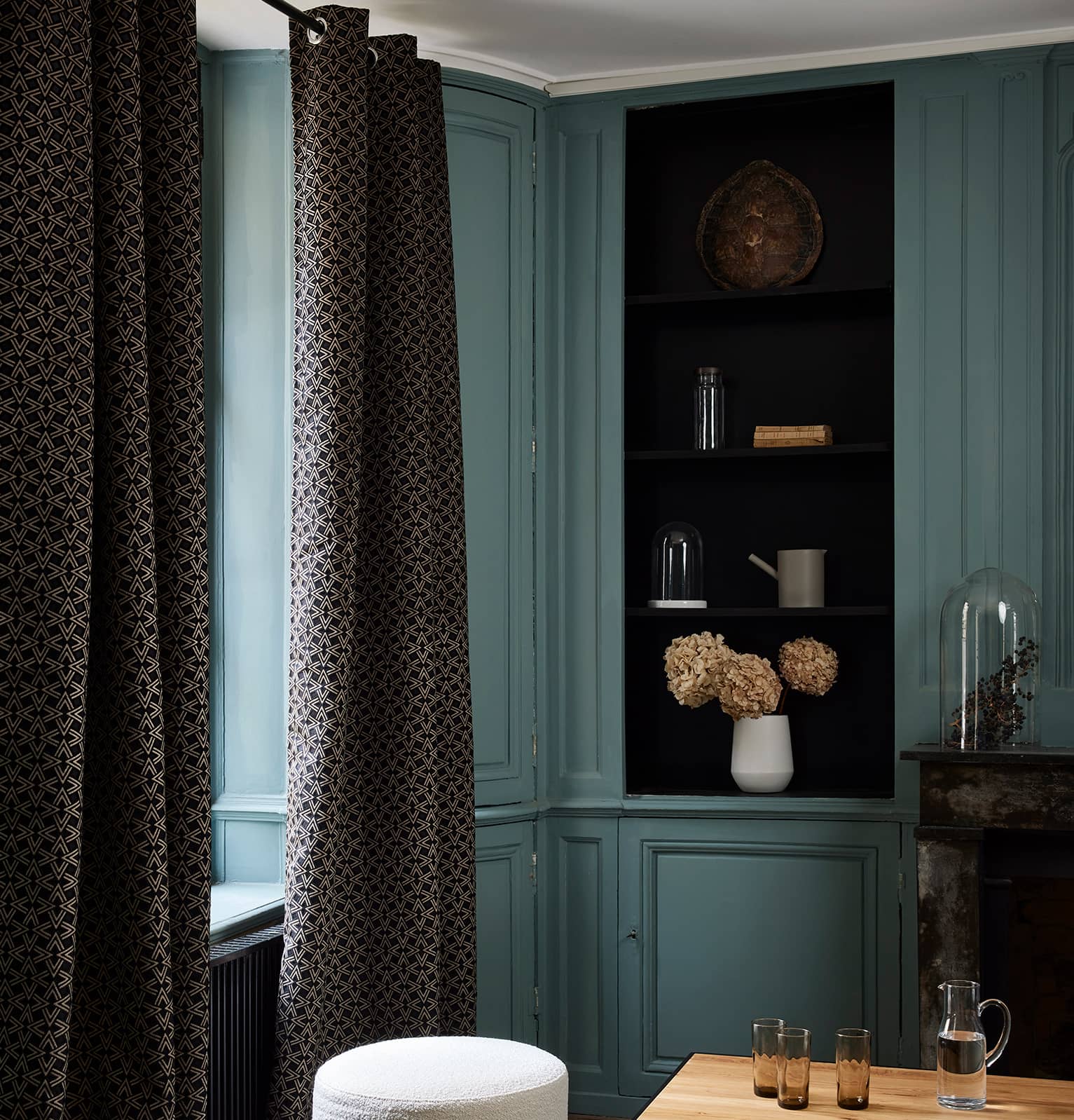 Rideau à oeillets OSCAR noir et taupe