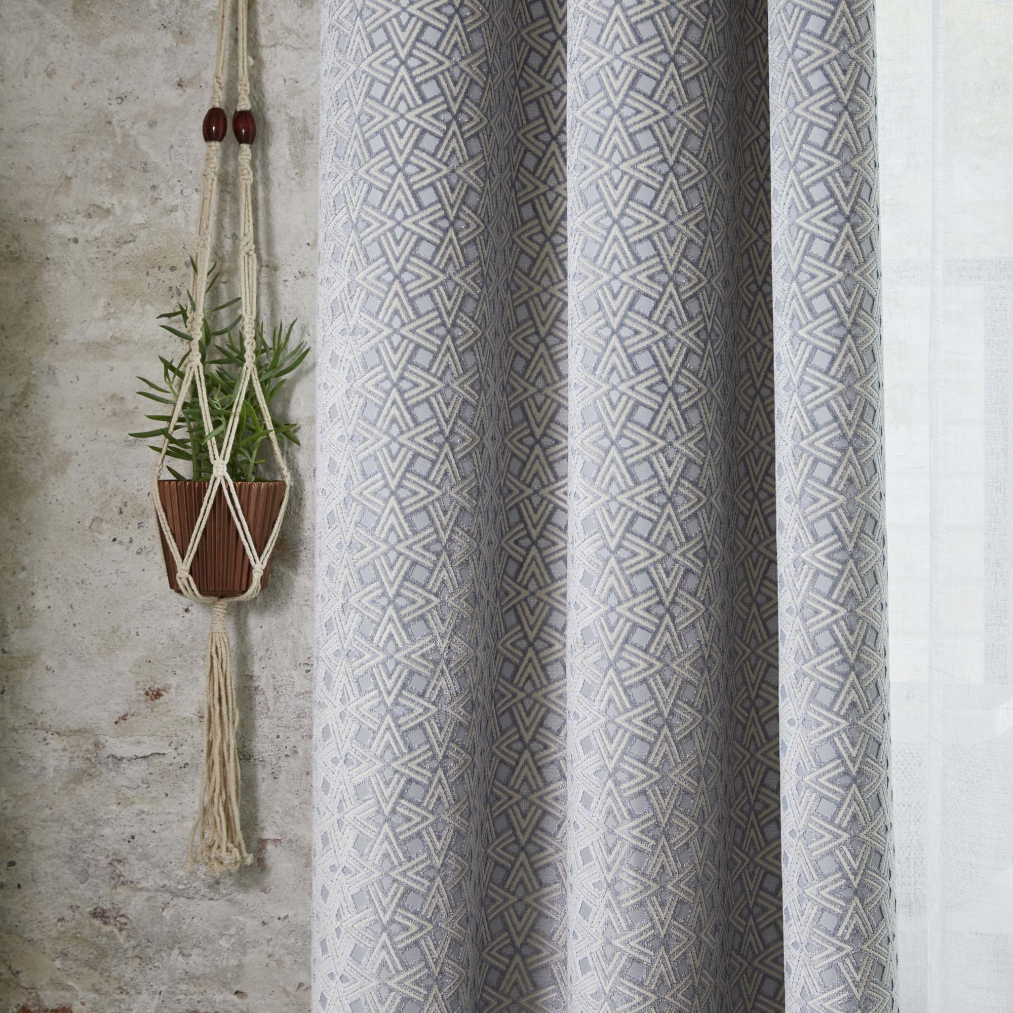 Rideau à oeillets OSCAR gris et blanc