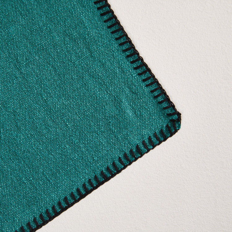 Serviette de table NINO lagon et feston noir