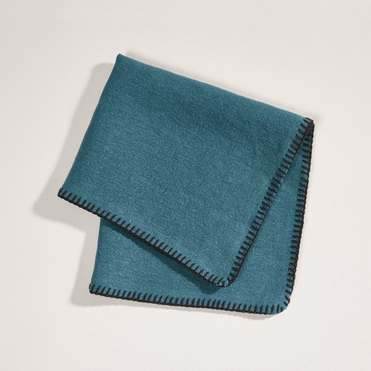 Serviette de table NINO indigo et feston noir