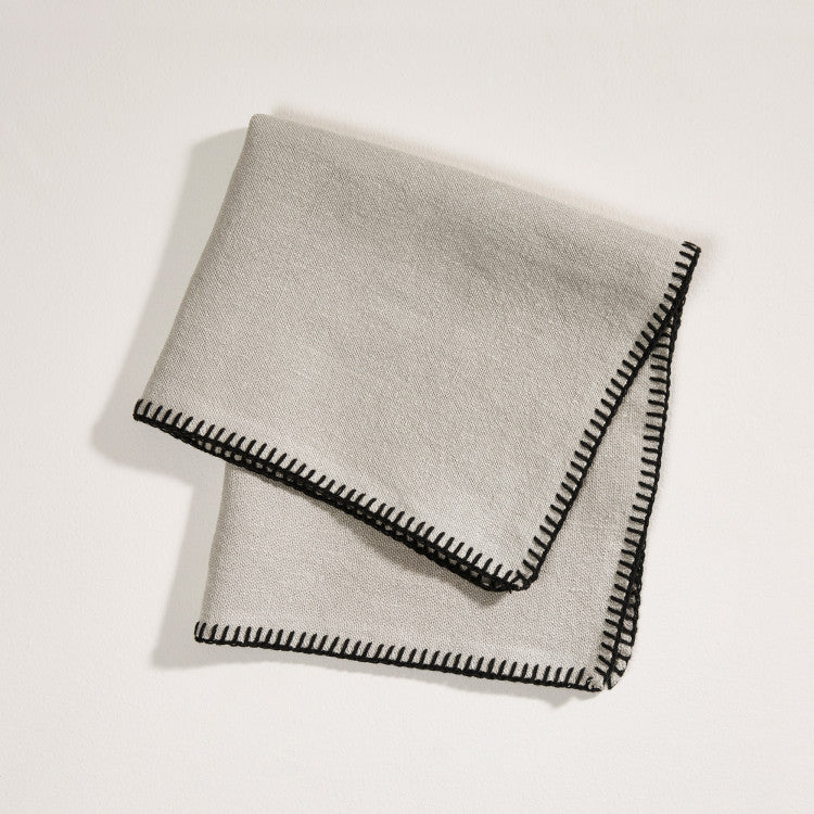 Serviette de table NINO ficelle et feston noir
