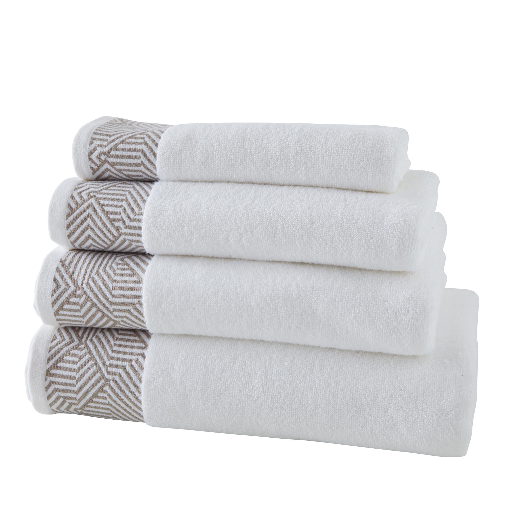 Serviette de toilette THEOREME blanc et naturel