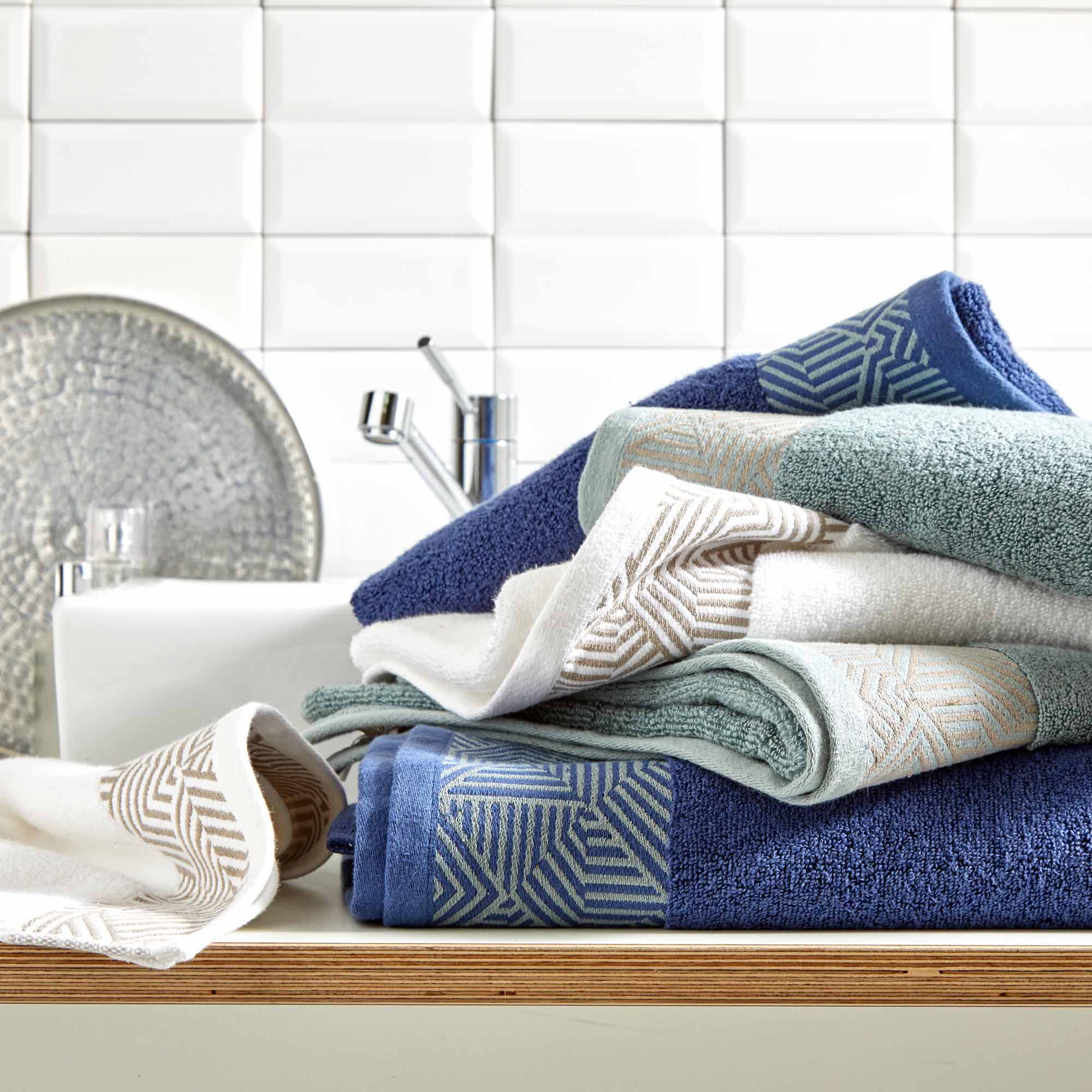 Serviette de toilette THEOREME blanc et naturel