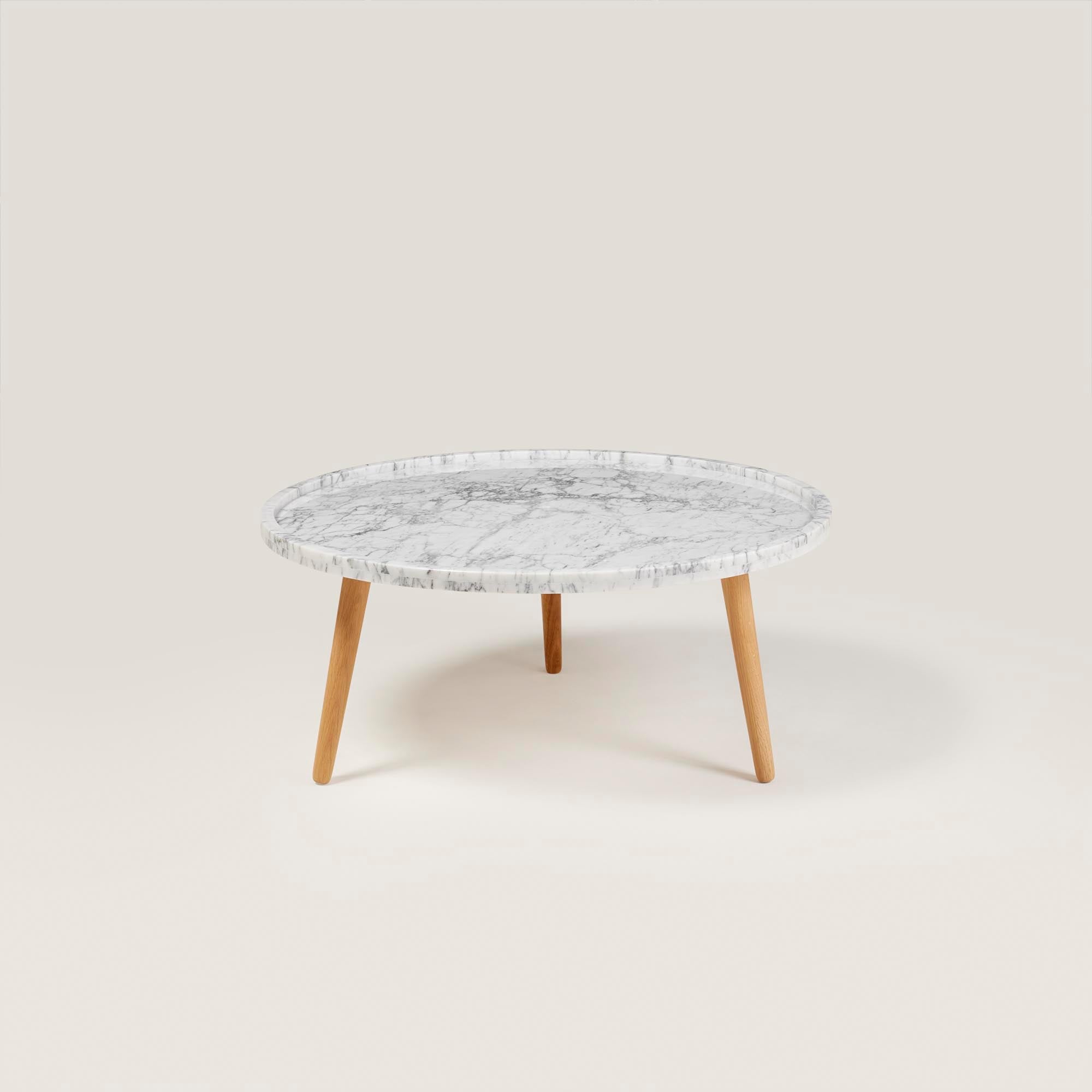 Table d'appoint FRANKA bois et blanc de carrare