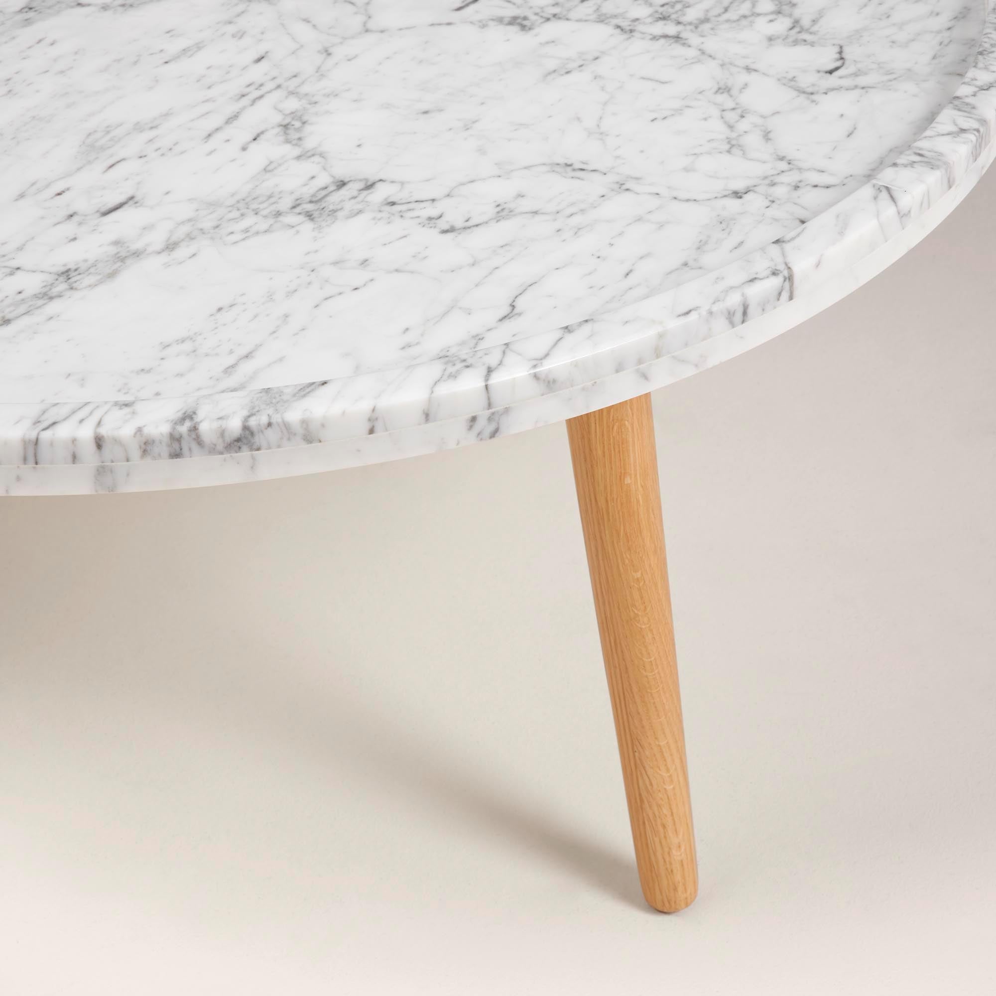 Table d'appoint FRANKA bois et blanc de carrare