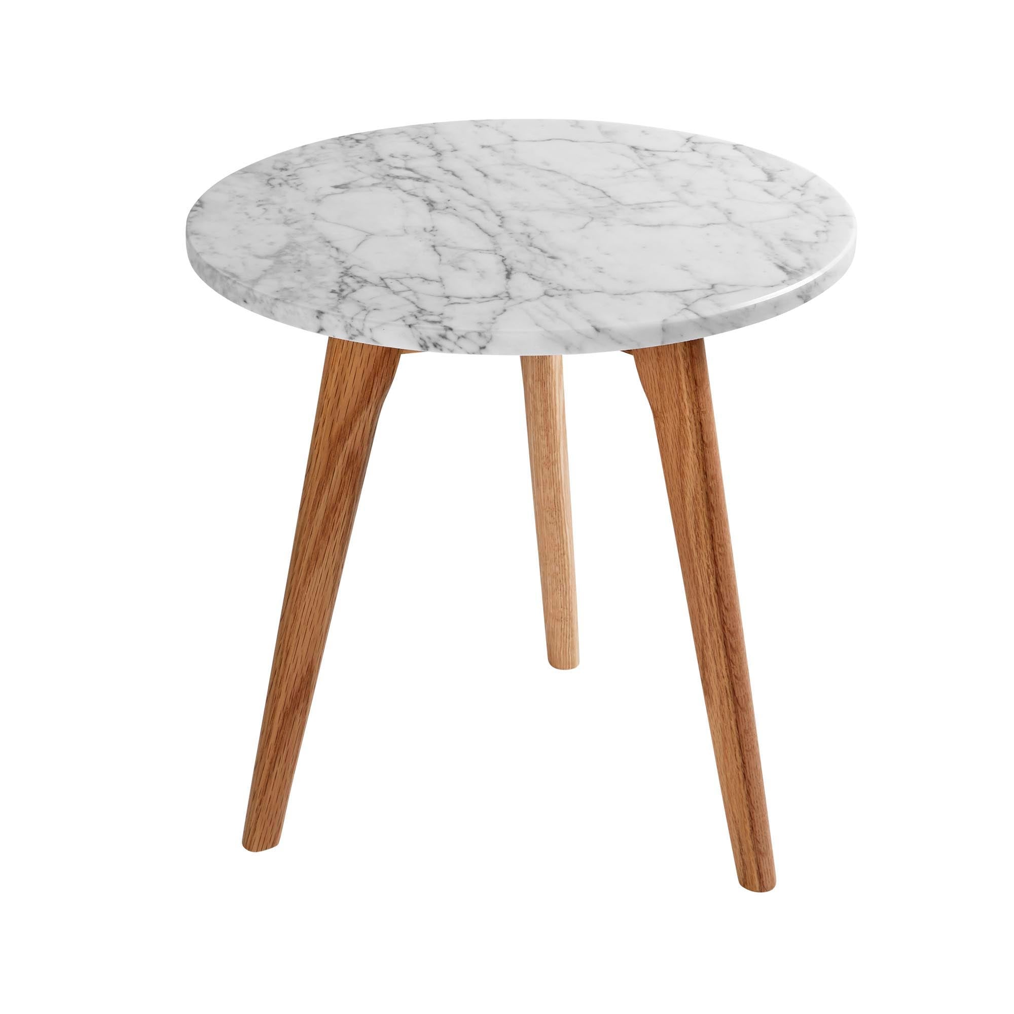 Table d'appoint LARA bois et blanc de carrare