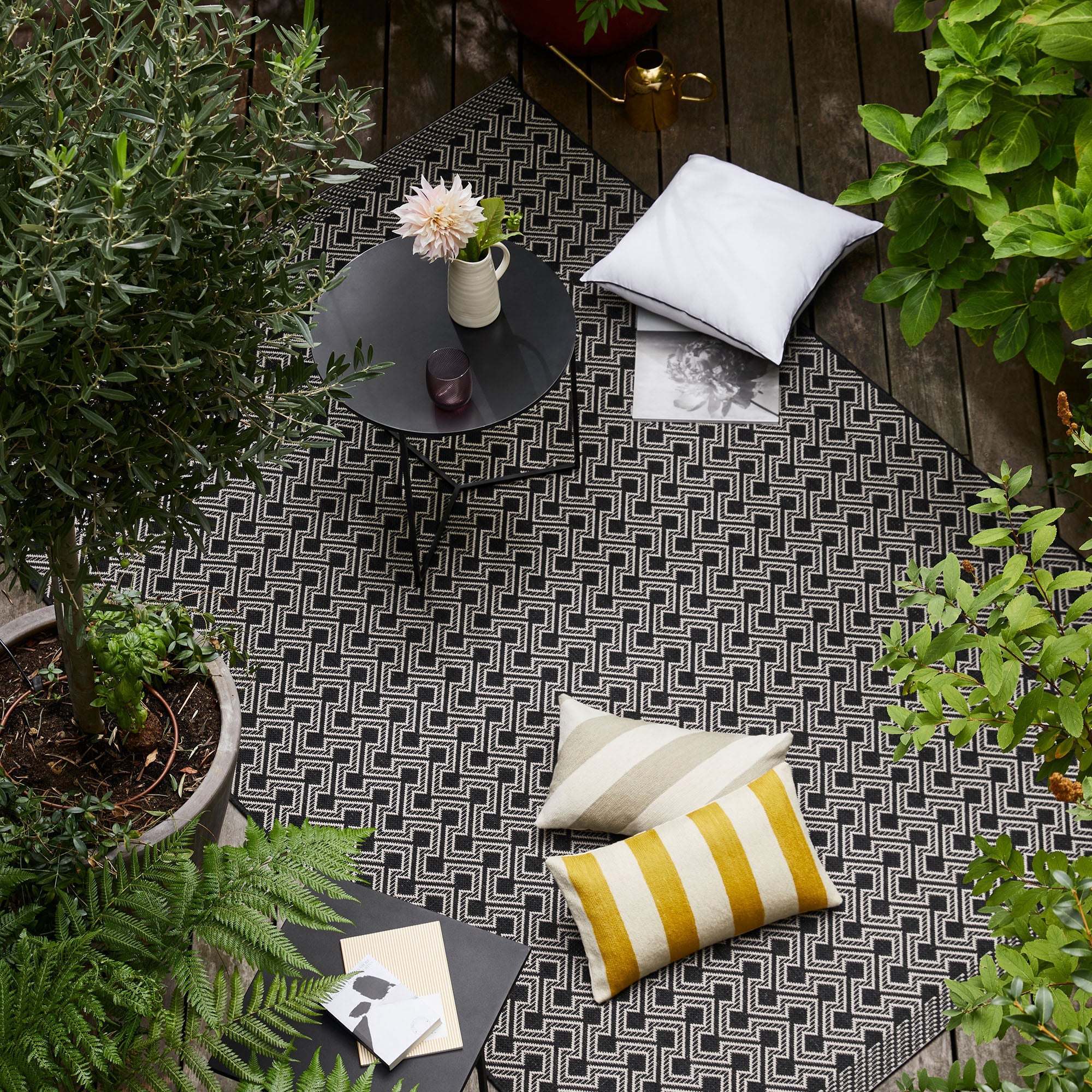 Tapis de sol HOPIS blanc cassé et noir