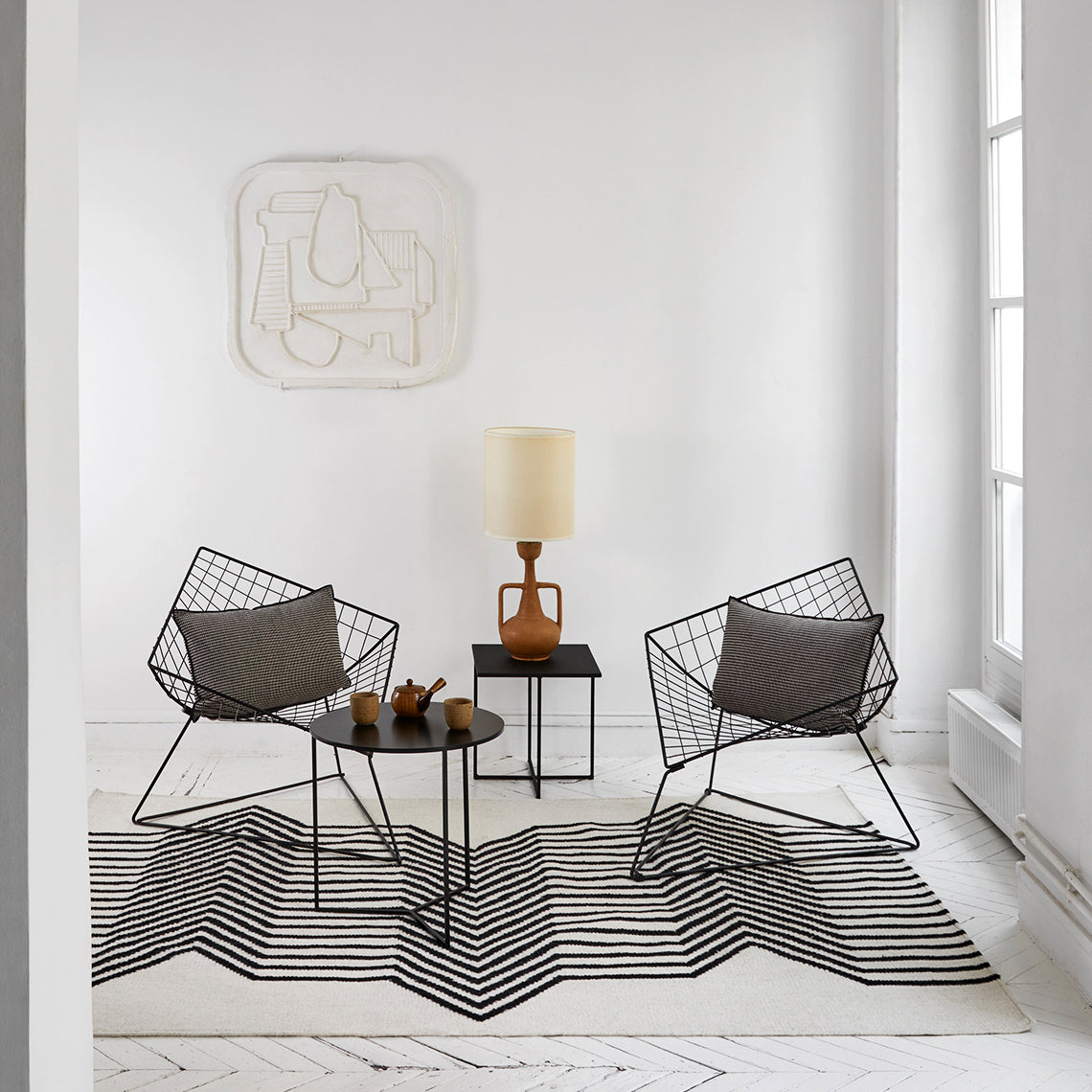Tapis de sol LIV ivoire et noir