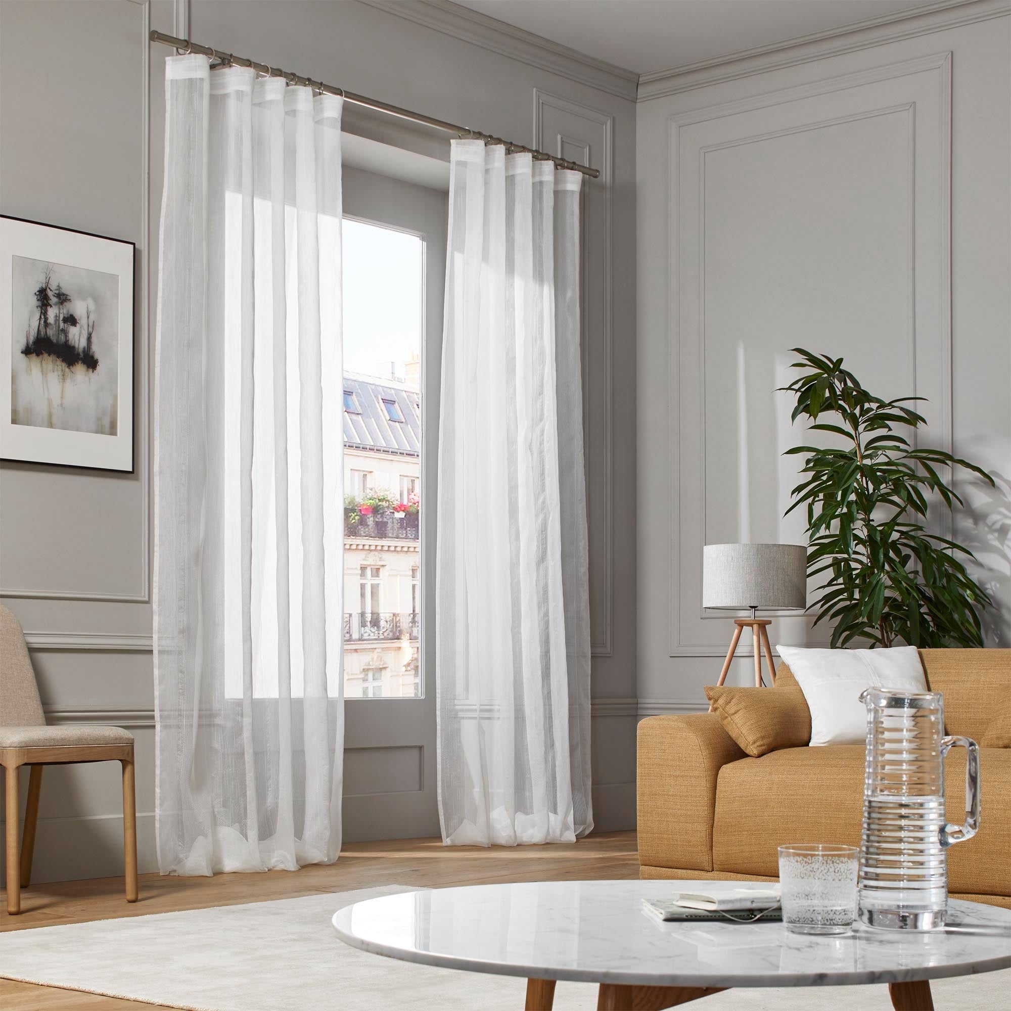 Voilage à galon fronceur ESTOMPE blanc