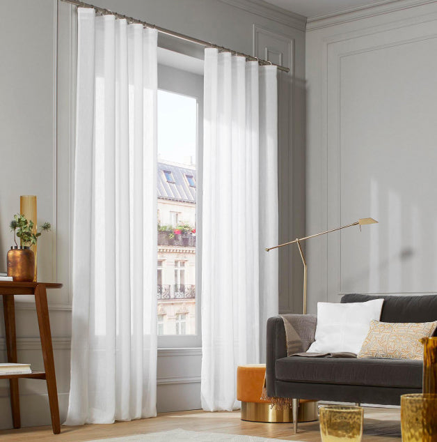 Voilage à galon fronceur MILOS blanc