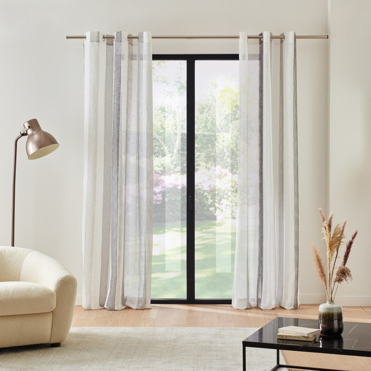 Voilage à oeillets TIMEO blanc et naturel