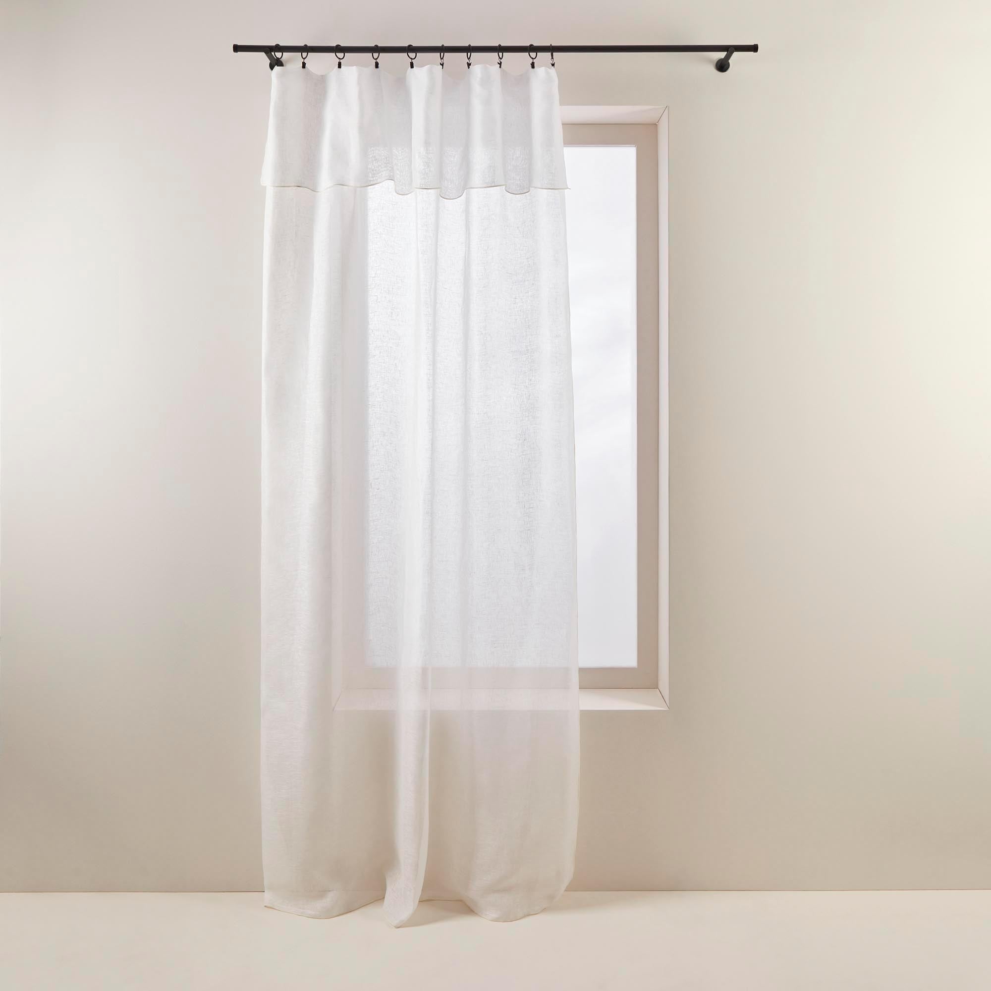 Voilage panneau SHADOW blanc pur et bourdon ivoire