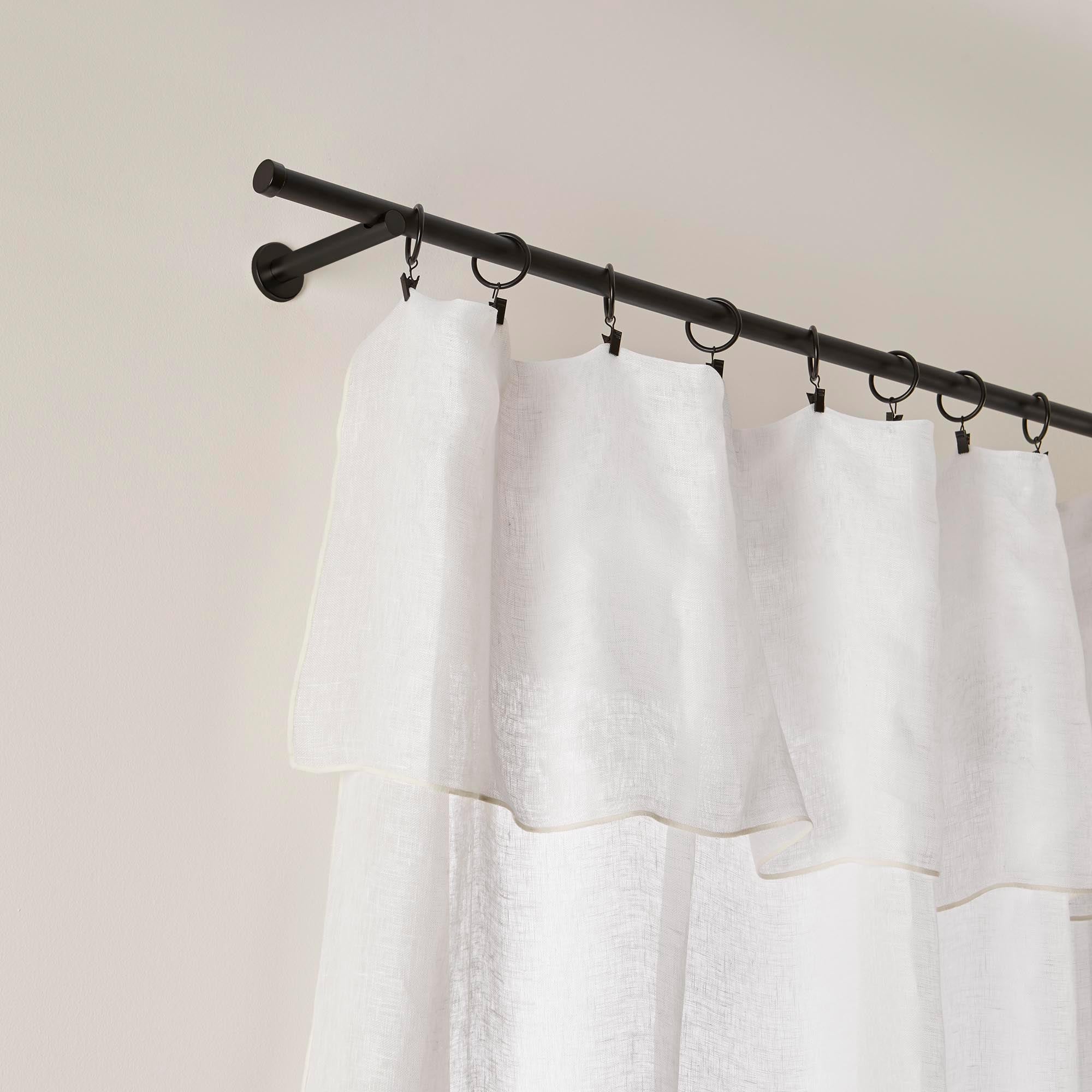 Voilage panneau SHADOW blanc pur et bourdon ivoire