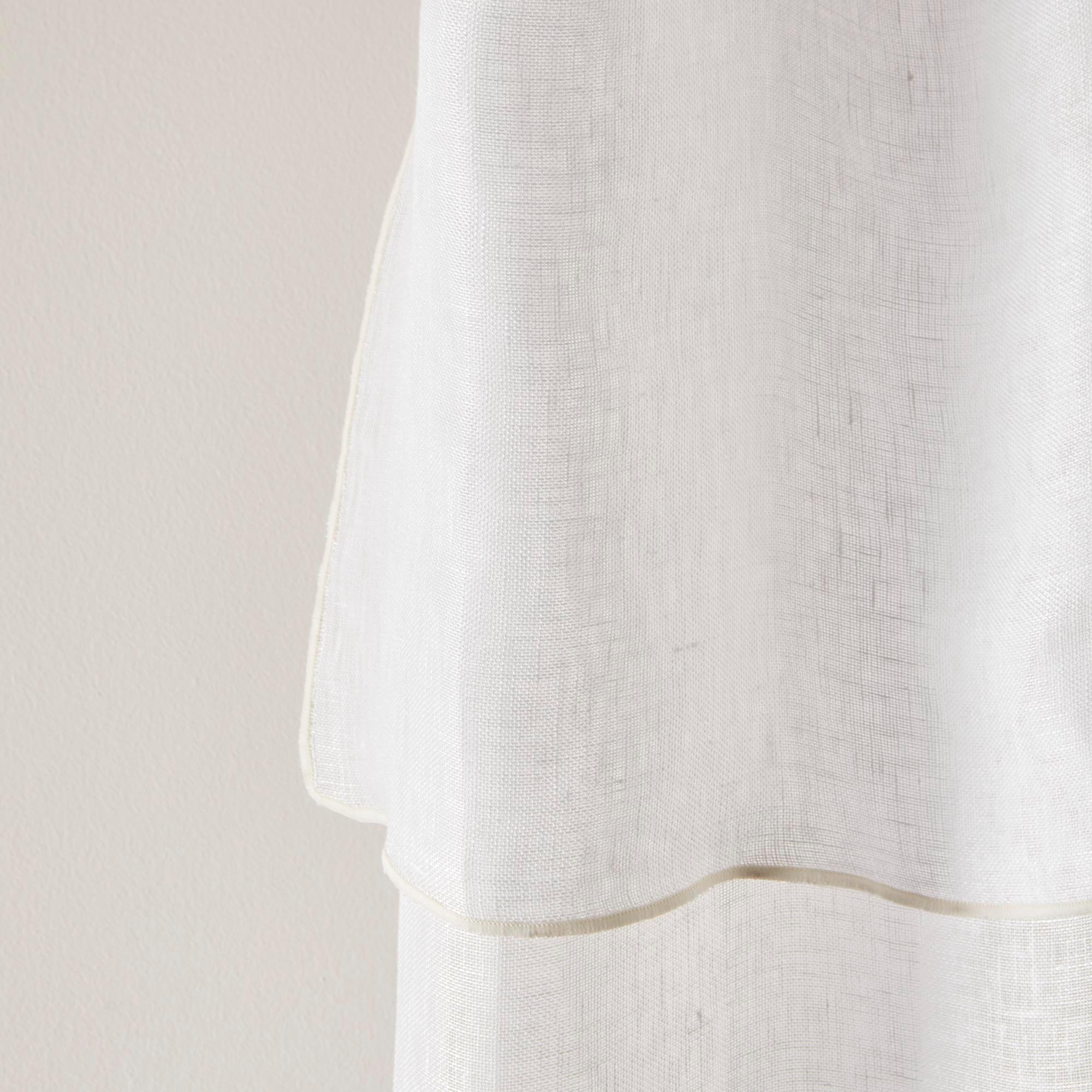 Voilage panneau SHADOW blanc pur et bourdon ivoire