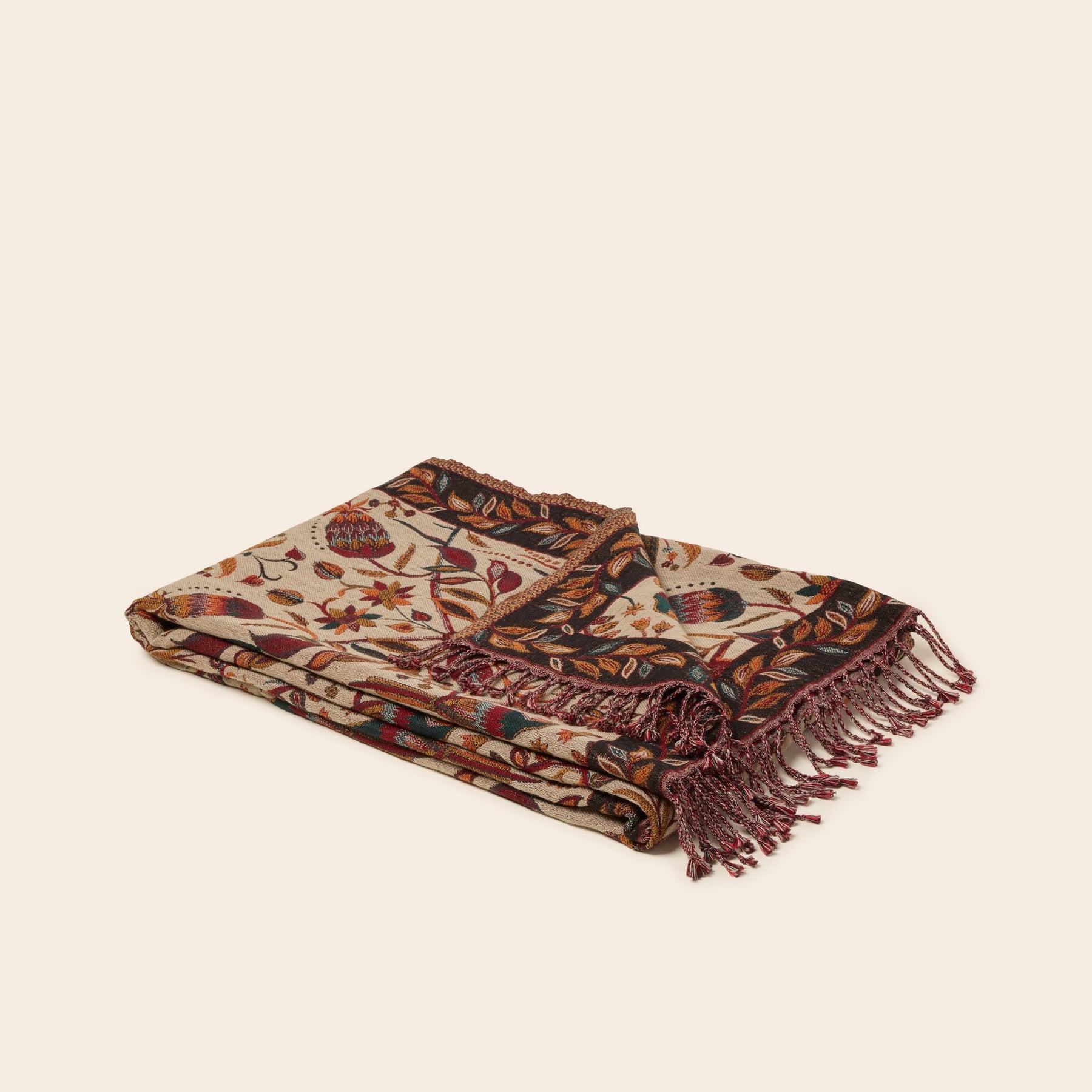 Plaid SUNDARI ivoire et multicolore