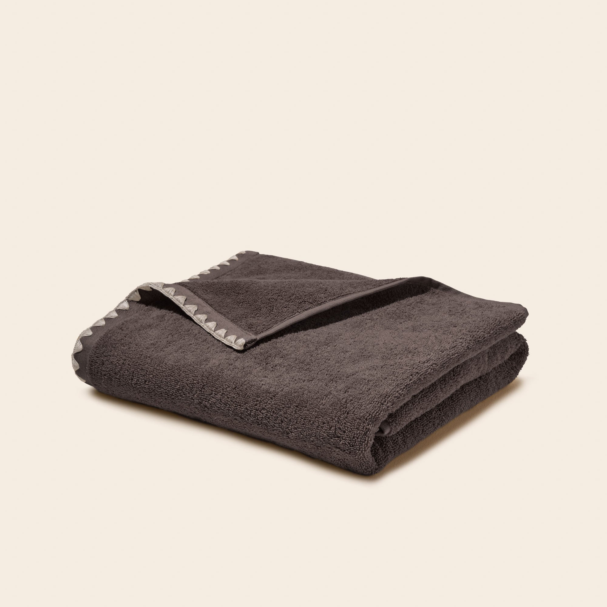Serviette de toilette NERYDA brun cendré et beige