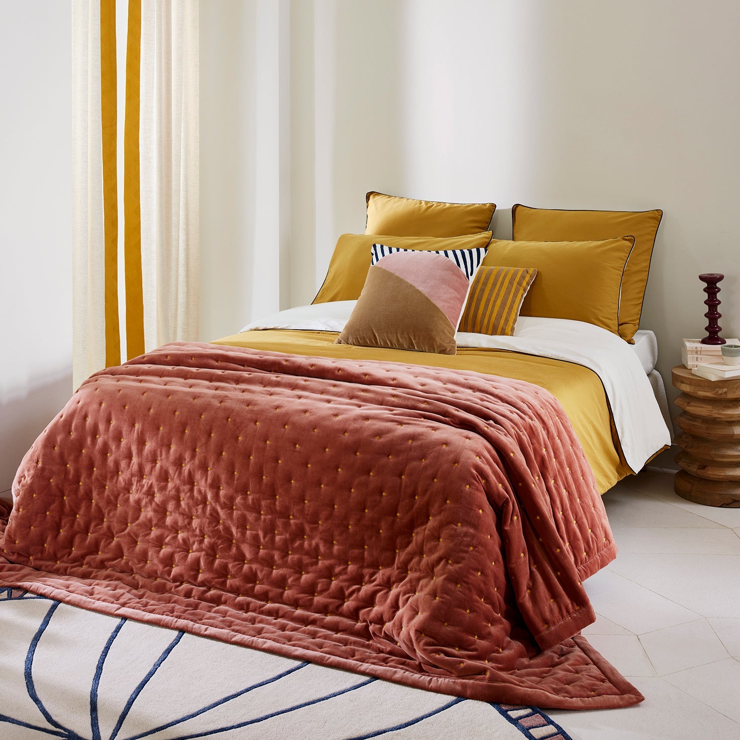 Couvre-lit matelassé NEPTUNE argile rose