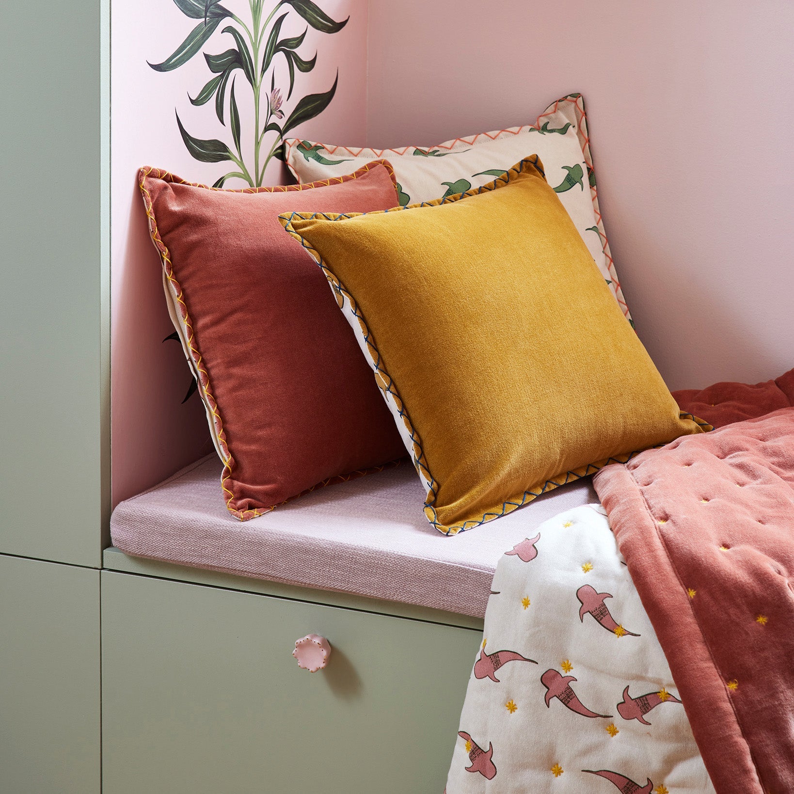 Couvre-lit matelassé NEPTUNE argile rose