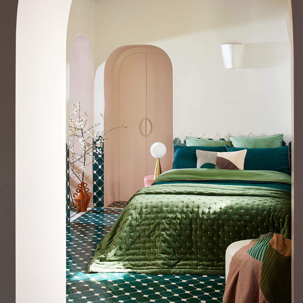 Couvre-lit matelassé NEPTUNE vert loden