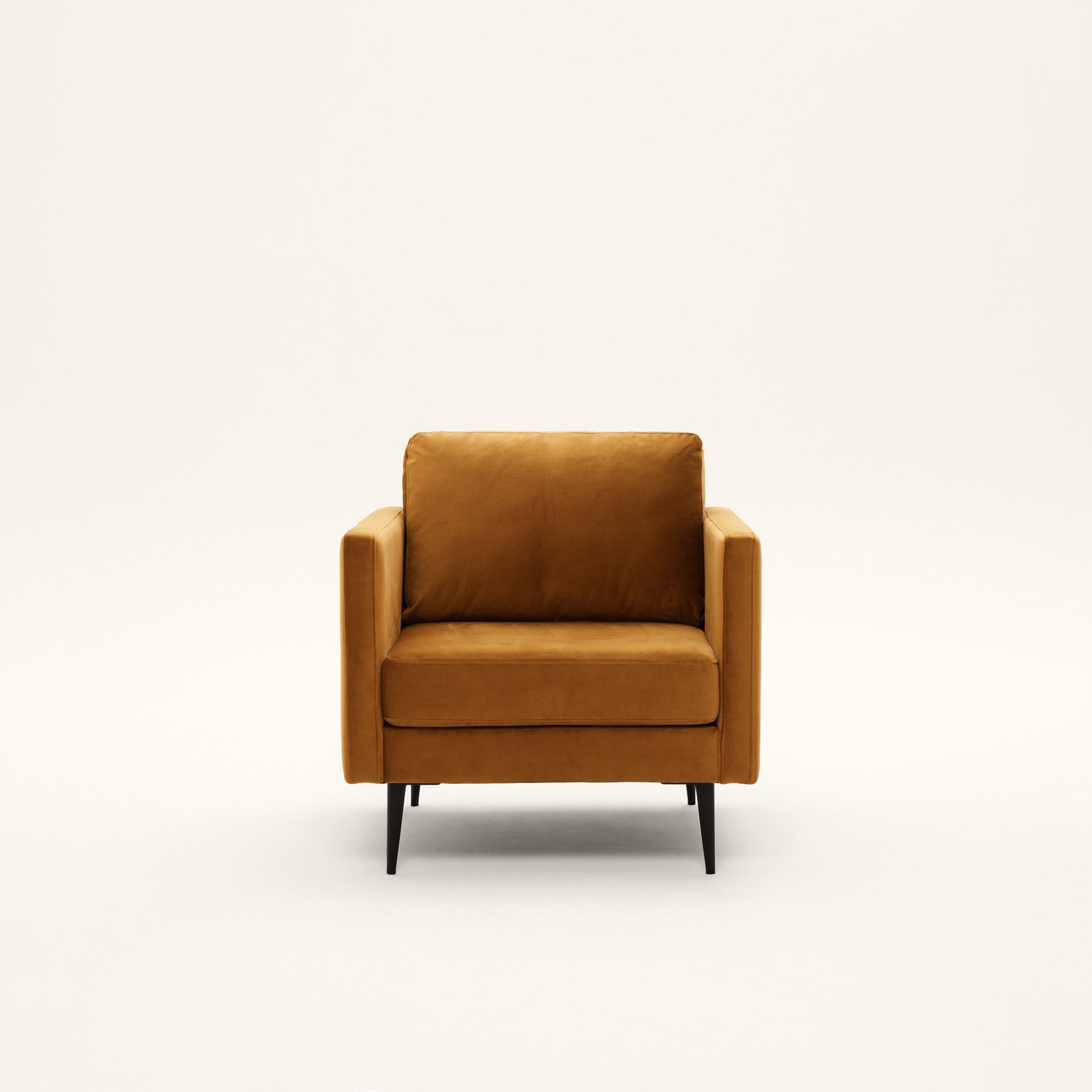 Fauteuil CESARE velours moutarde