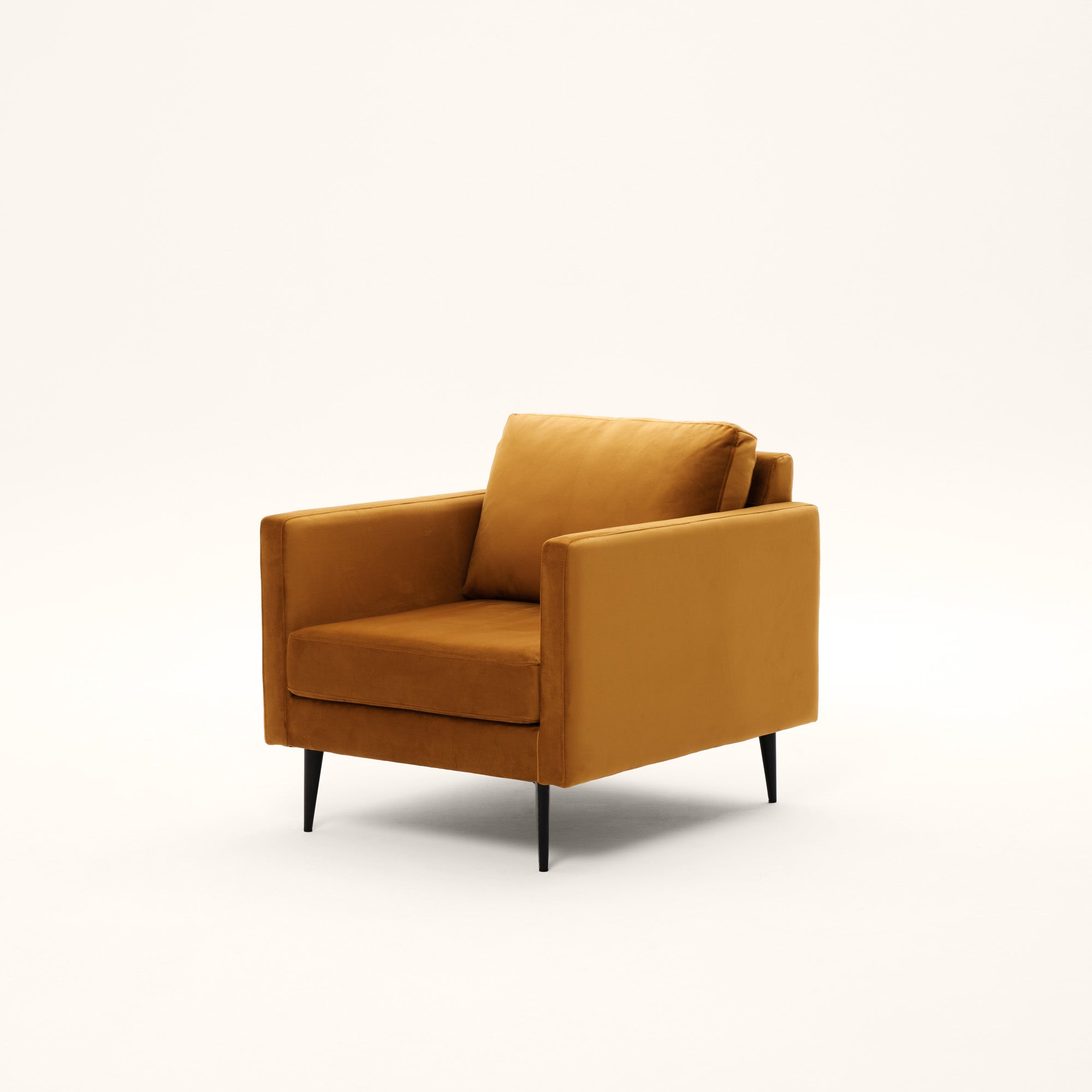 Fauteuil CESARE velours moutarde