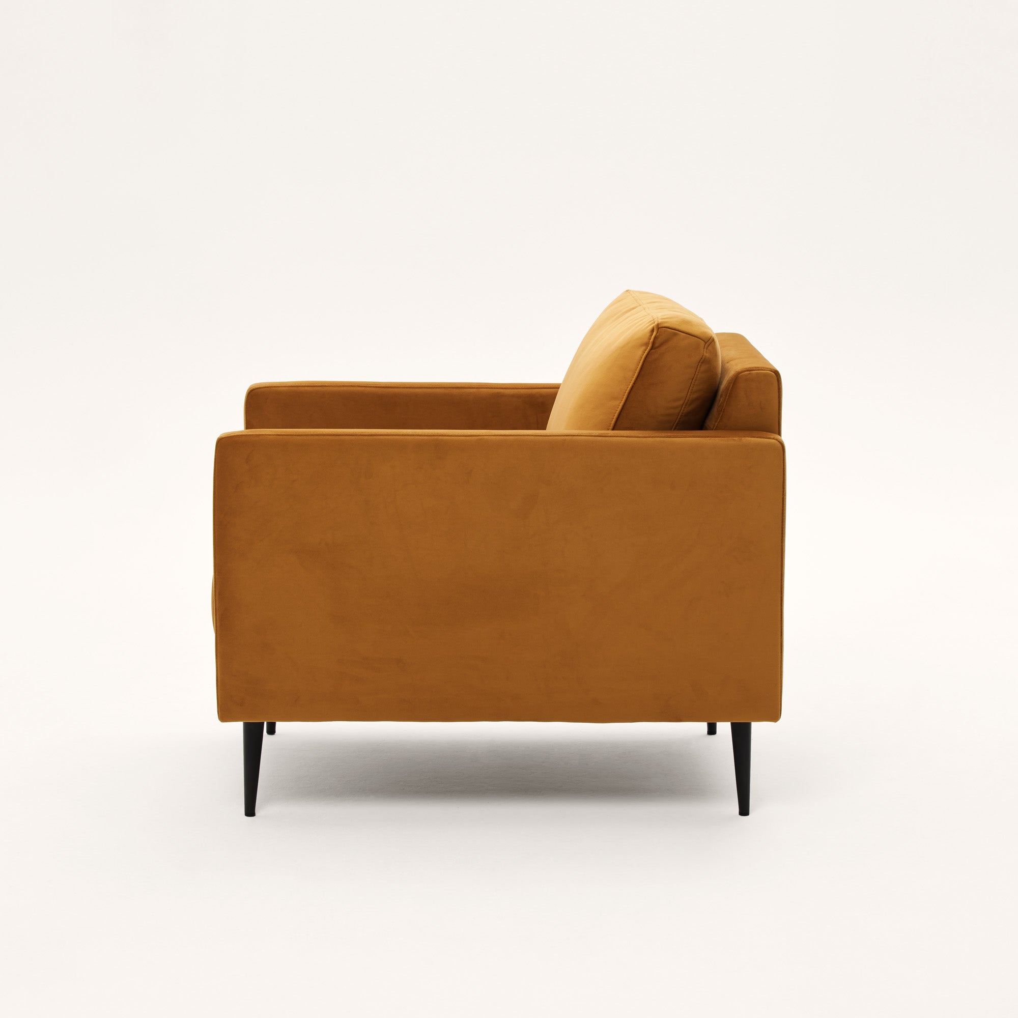 Fauteuil CESARE velours moutarde