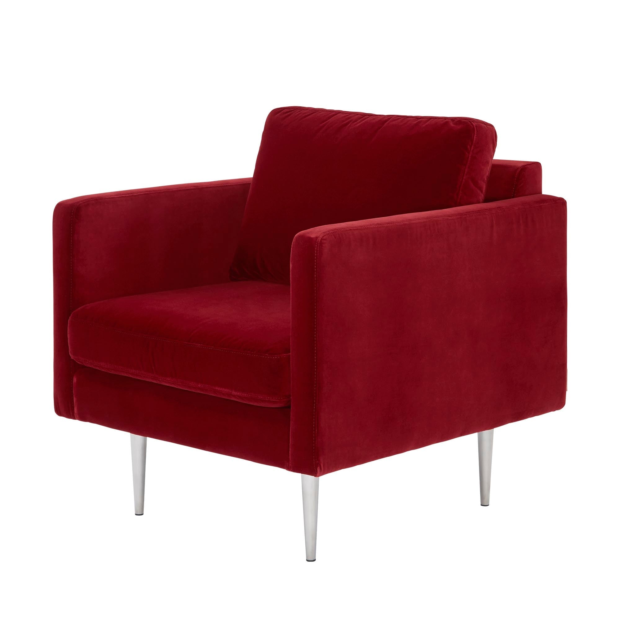 Fauteuil JOREL velours rouge
