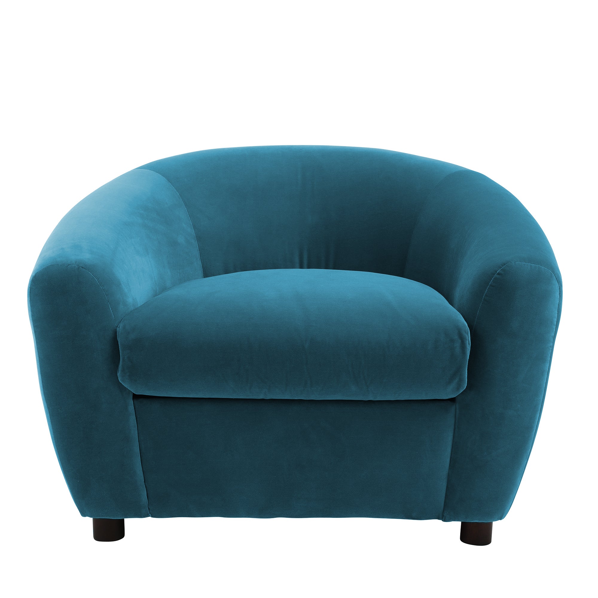Fauteuil RAFAELE velours bleu pétrole