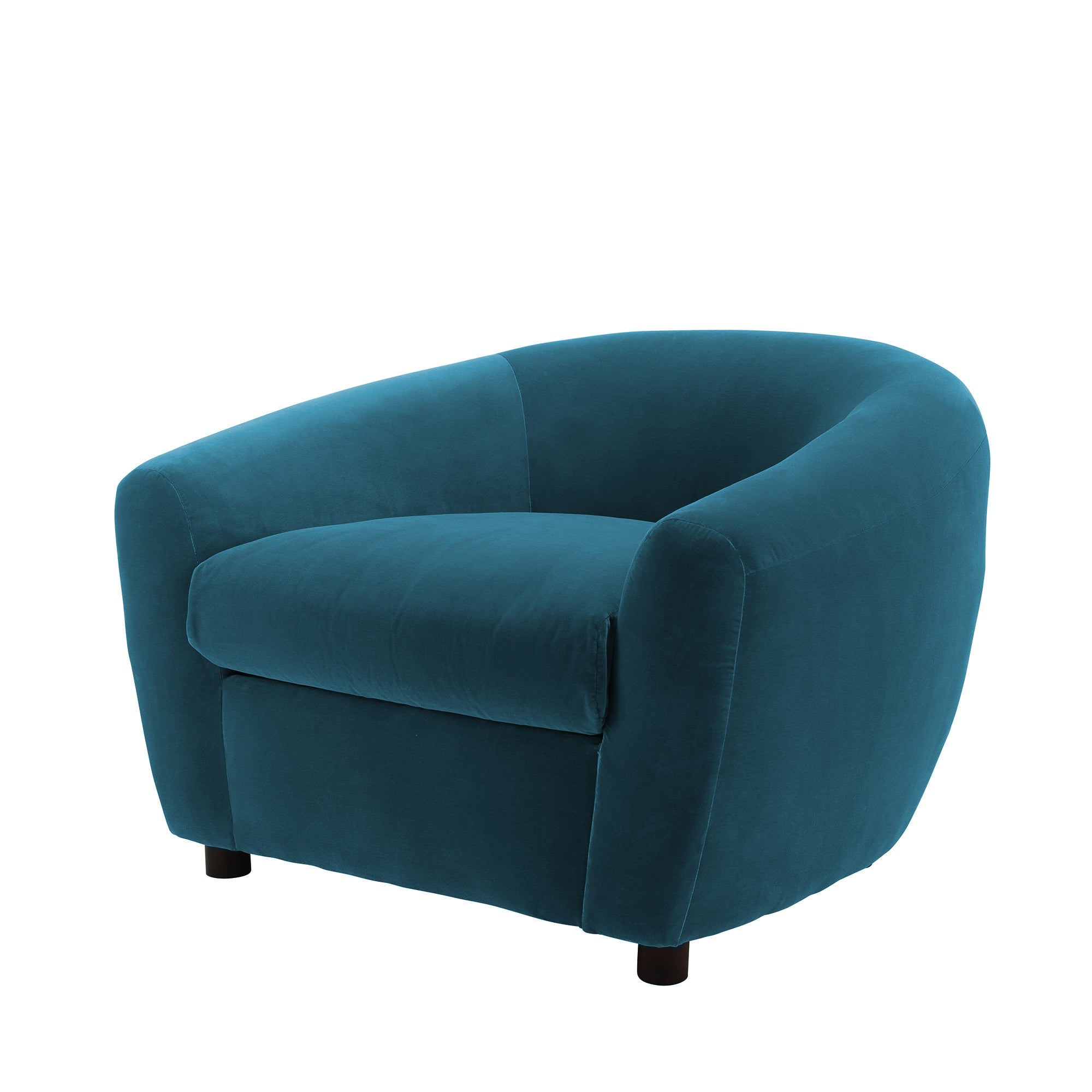 Fauteuil RAFAELE velours bleu pétrole