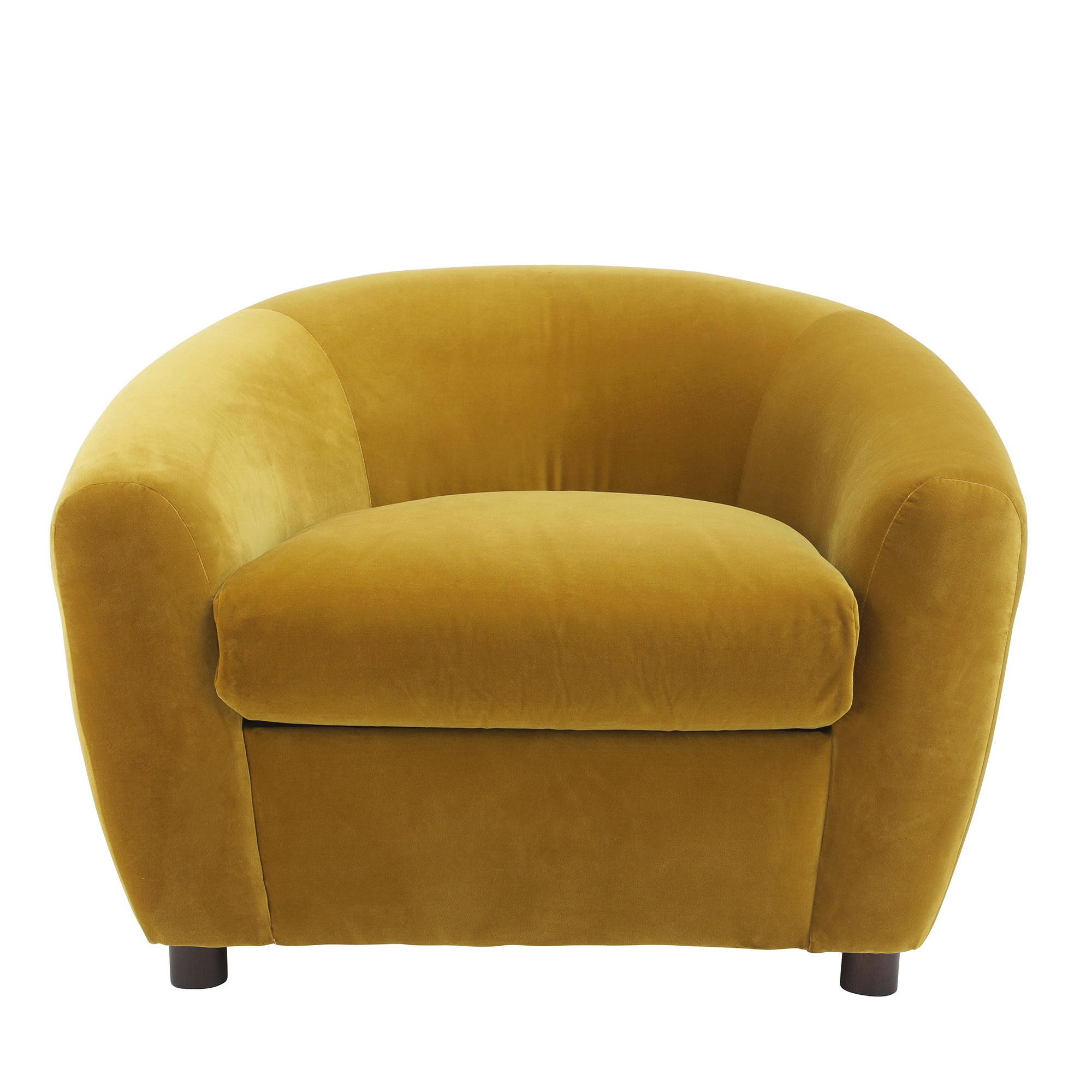 Fauteuil RAFAELE velours jaune moutarde