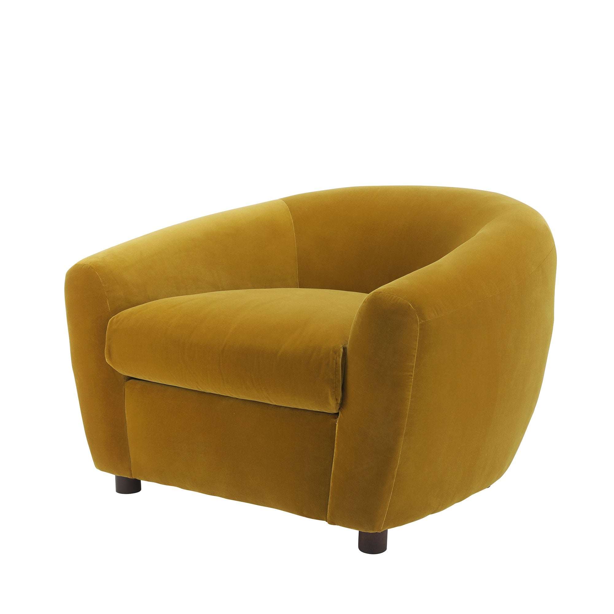 Fauteuil RAFAELE velours jaune moutarde
