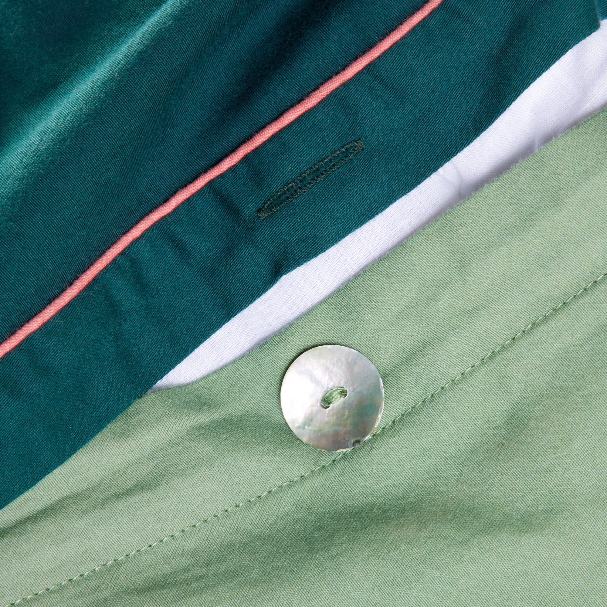 Housse de couette ADEN vert loden et corail